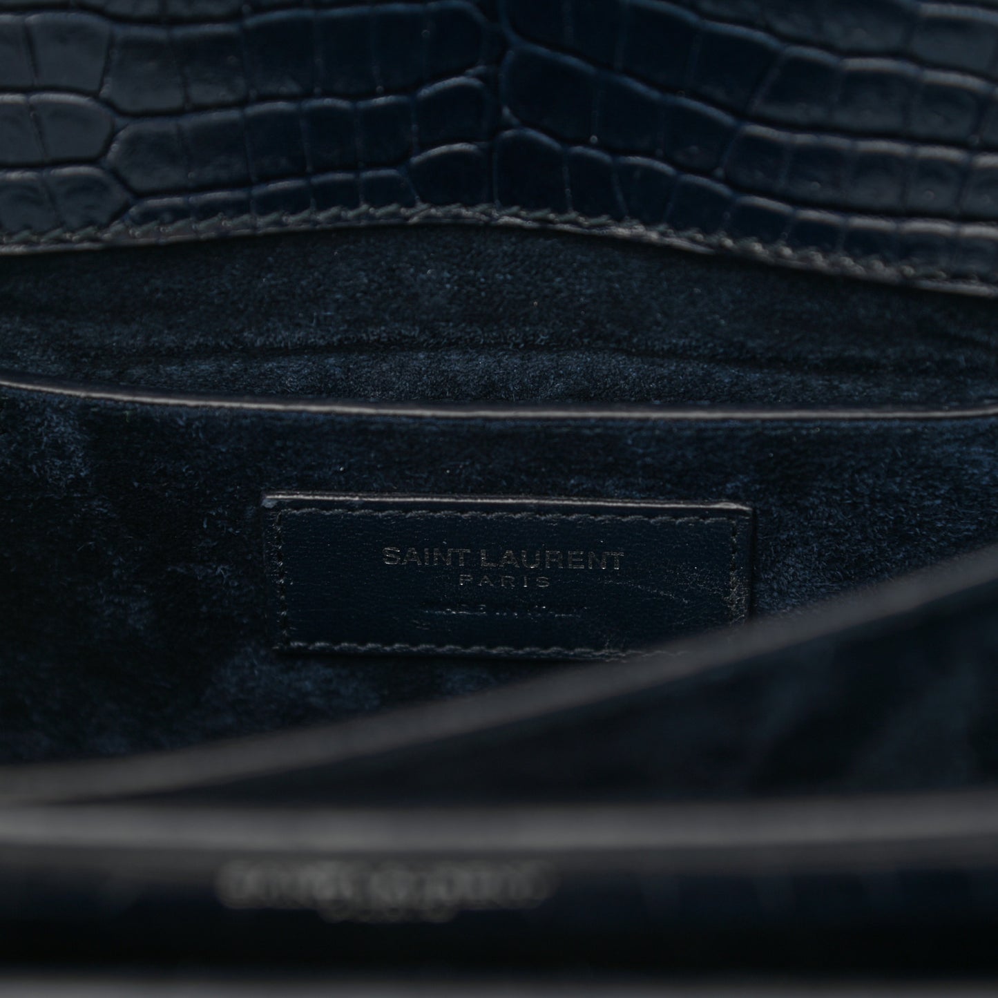 Calfskin Crocodile Embossed Medium Monogram Sunset Navy