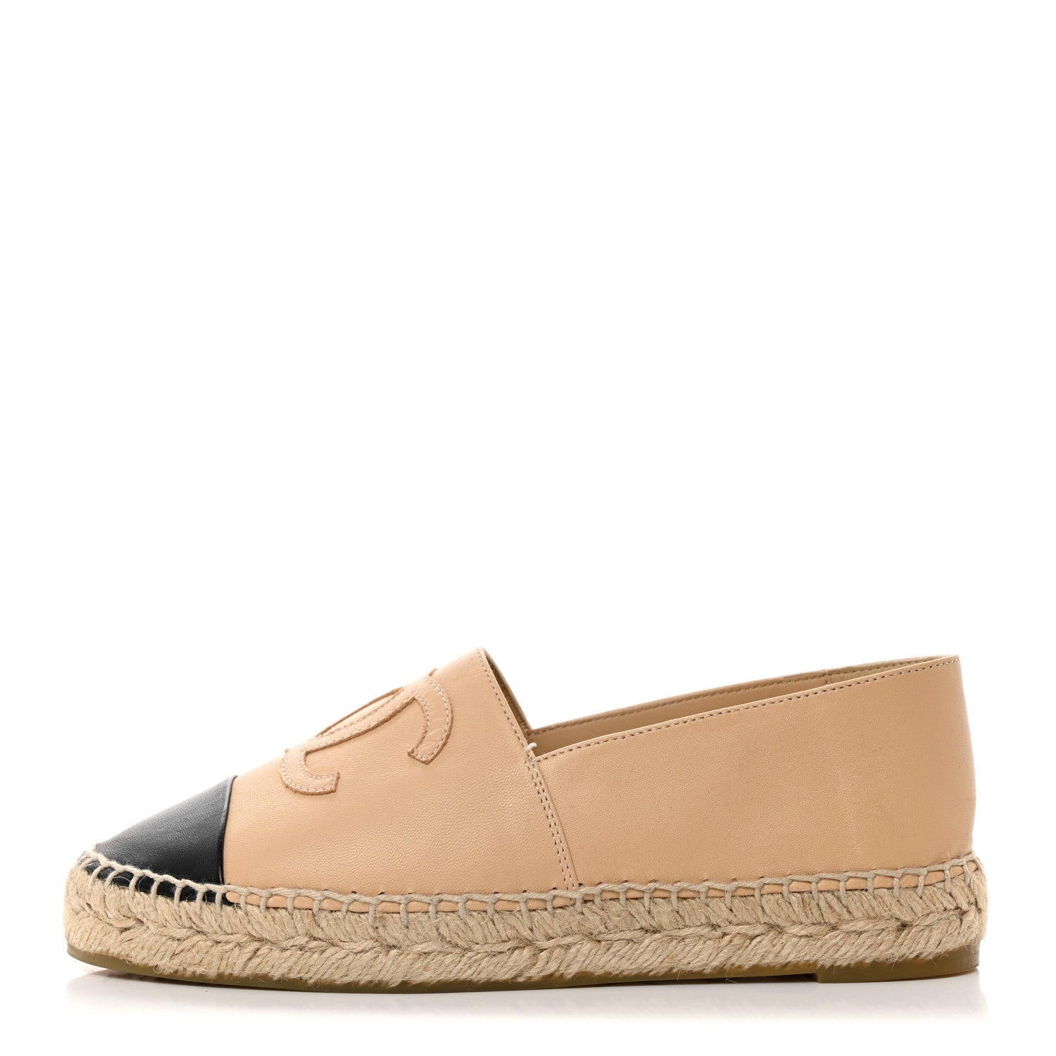 Chanel Lambskin CC Espadrilles 36 Beige Black 1 of 8
