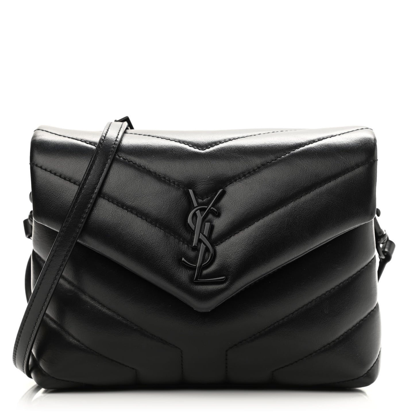 Calfskin Y Quilted Monogram Toy Loulou Crossbody Bag Black