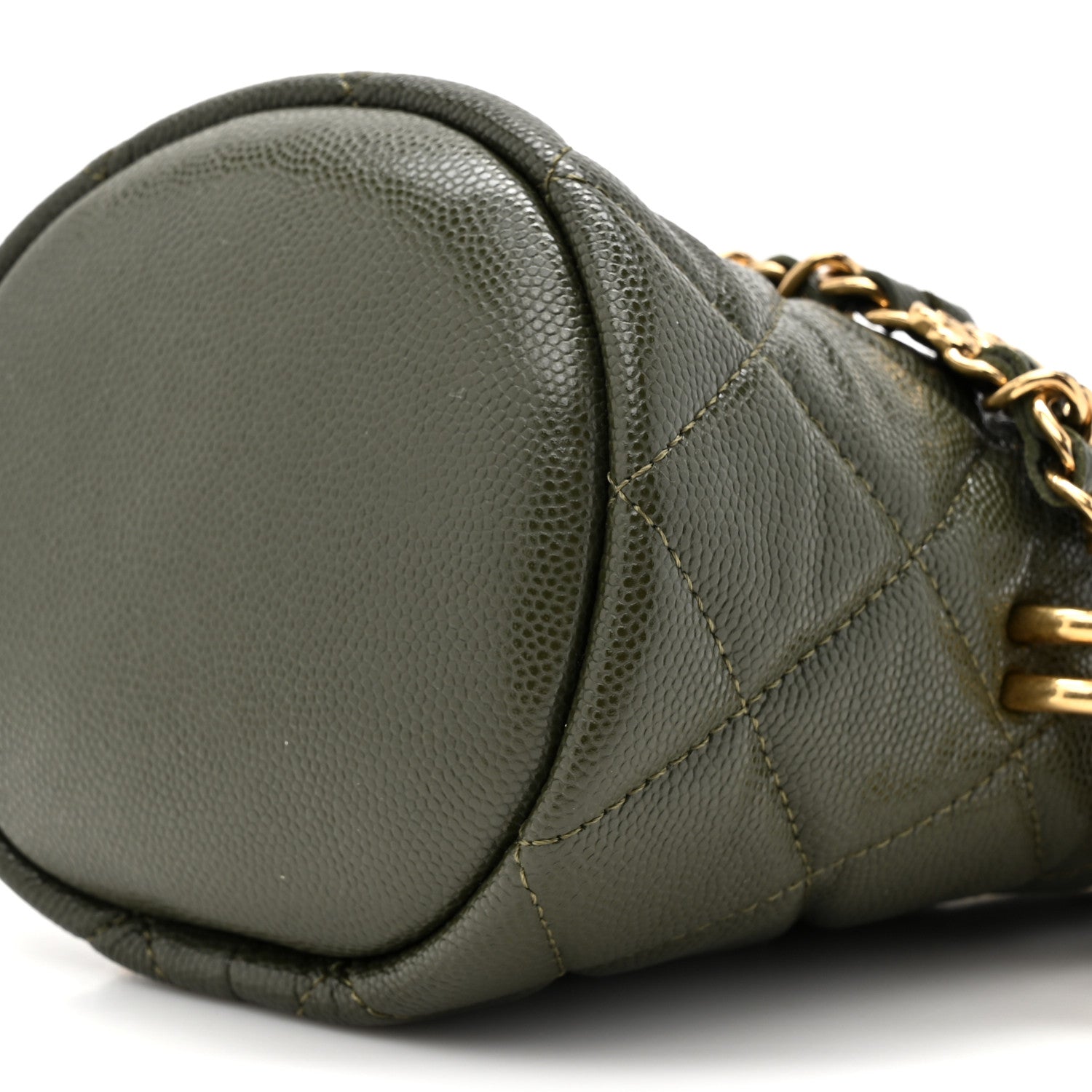 Chanel Caviar Quilted Coco First Bucket Clutch With Chain Khaki 9 of 11