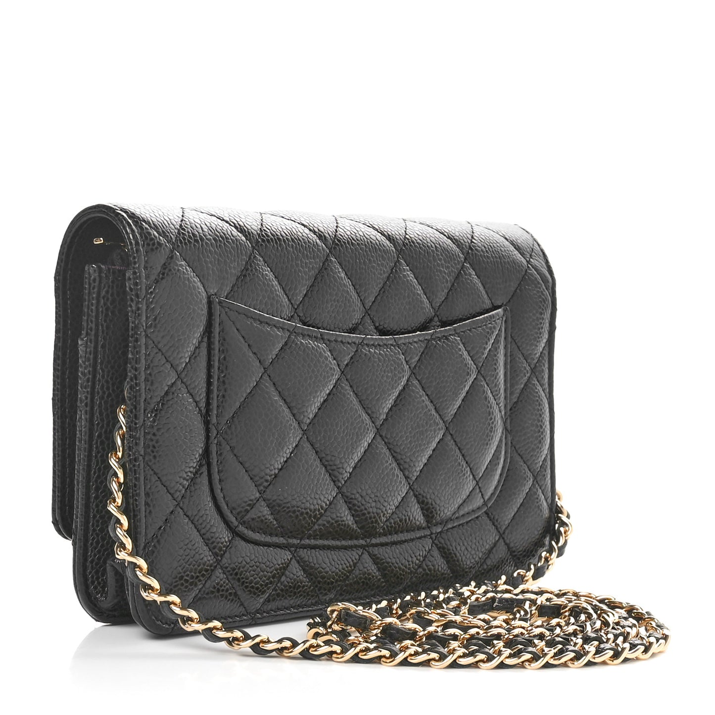 Caviar Quilted Wallet on Chain WOC Black
