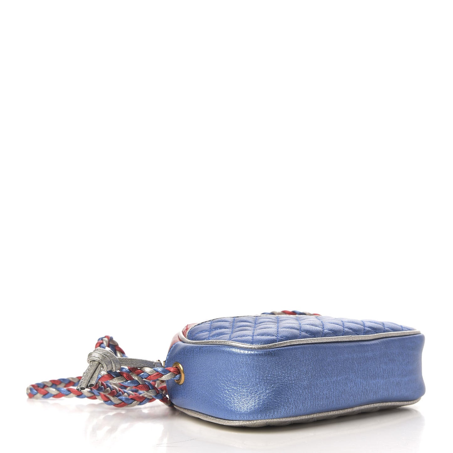 Laminated Nappa Trapuntata Mini Zumi Dome Shoulder Bag Rosso Marine Argento