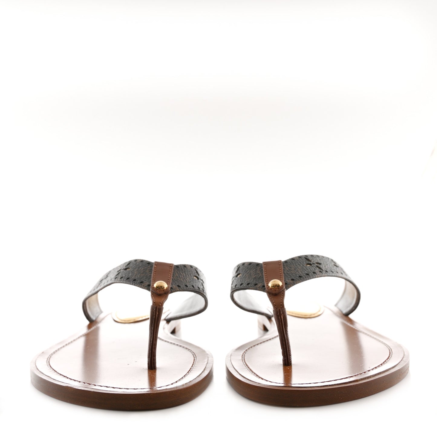 Monogram Sunny Flat Thong Sandals 39.5 Brown