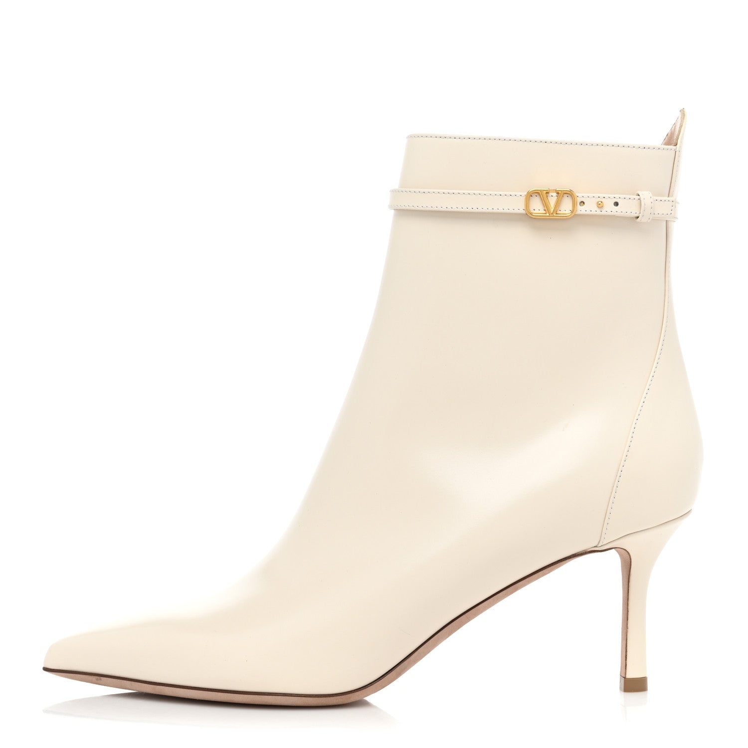 Valentino Garavani Calfskin Tan-Go 70mm Ankle Booties 41 Light Ivory 1 of 11