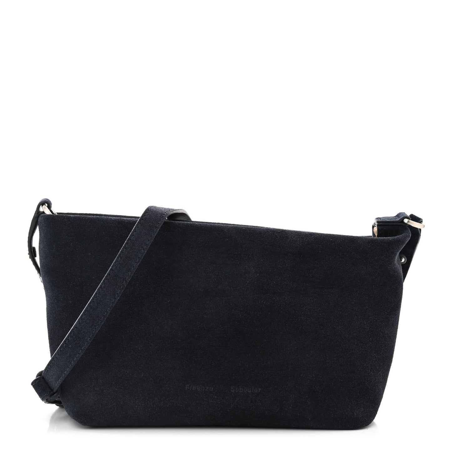 Suede Bond Zip Shoulder Bag Deep Navy