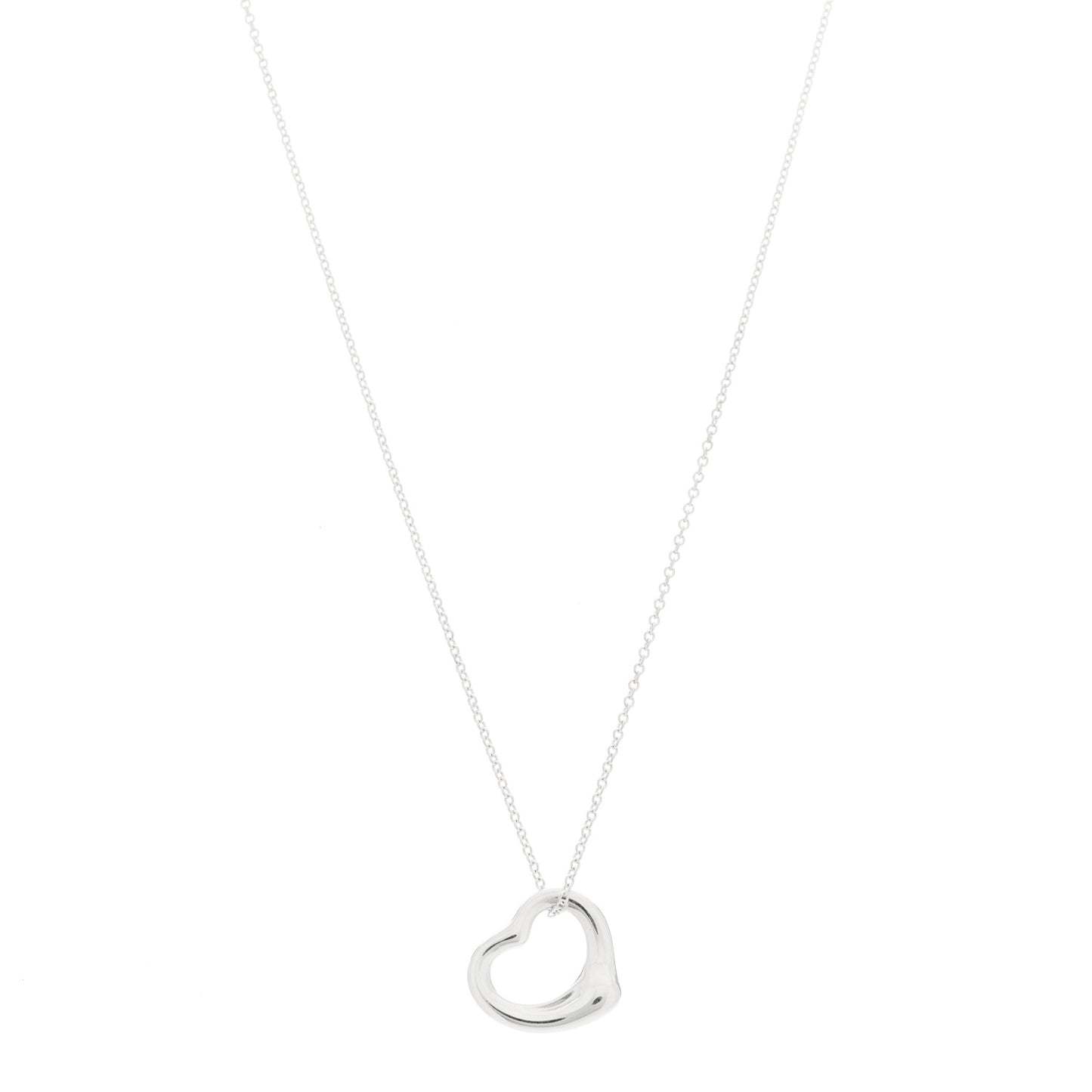 Sterling Silver 16mm Elsa Peretti Open Heart Pendant Necklace