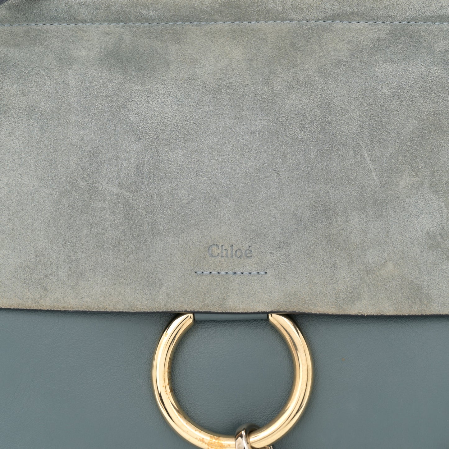Calfskin Suede Medium Faye Shoulder Bag Ash Blue