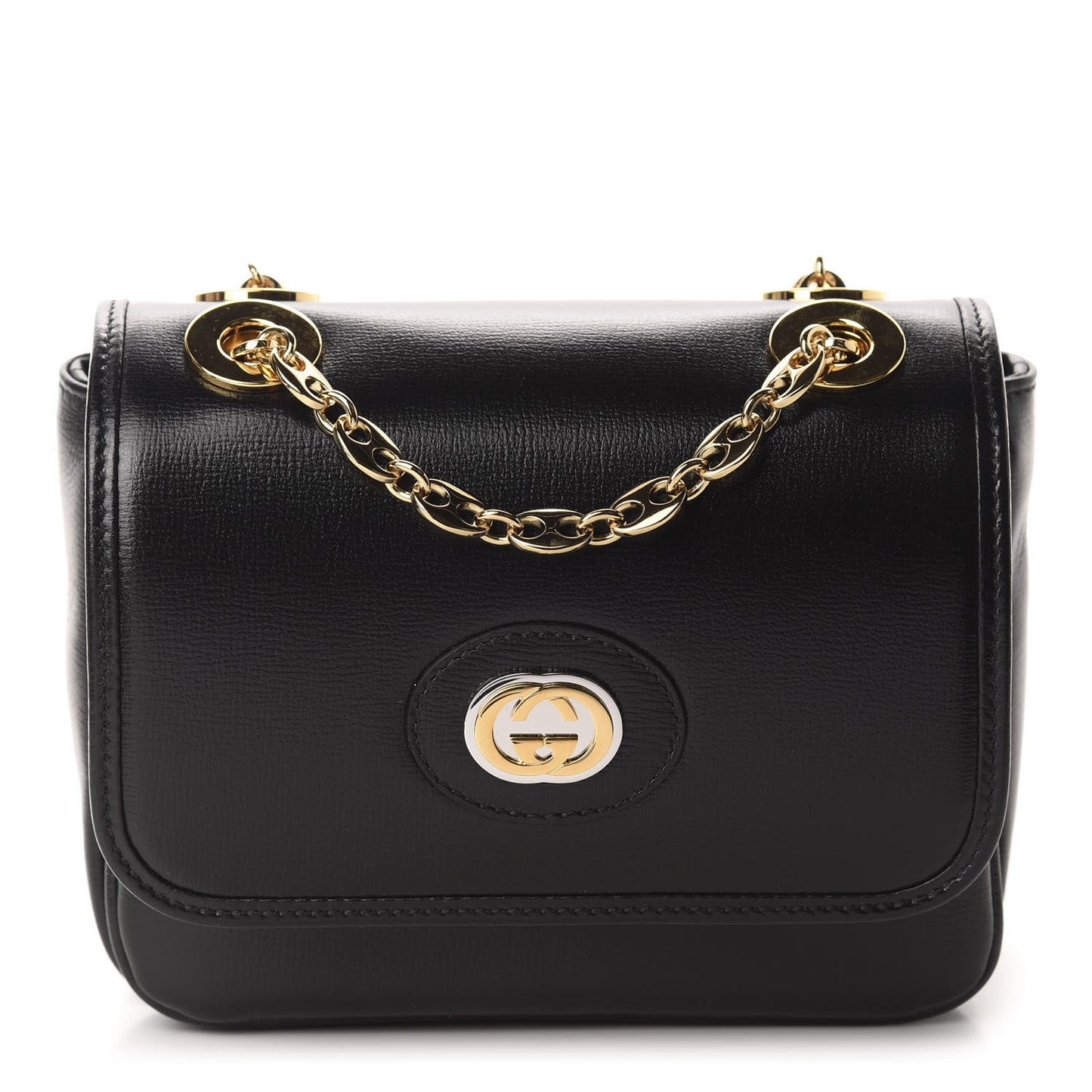 Azalea Calfskin Mini Marina Chain Shoulder Bag Black