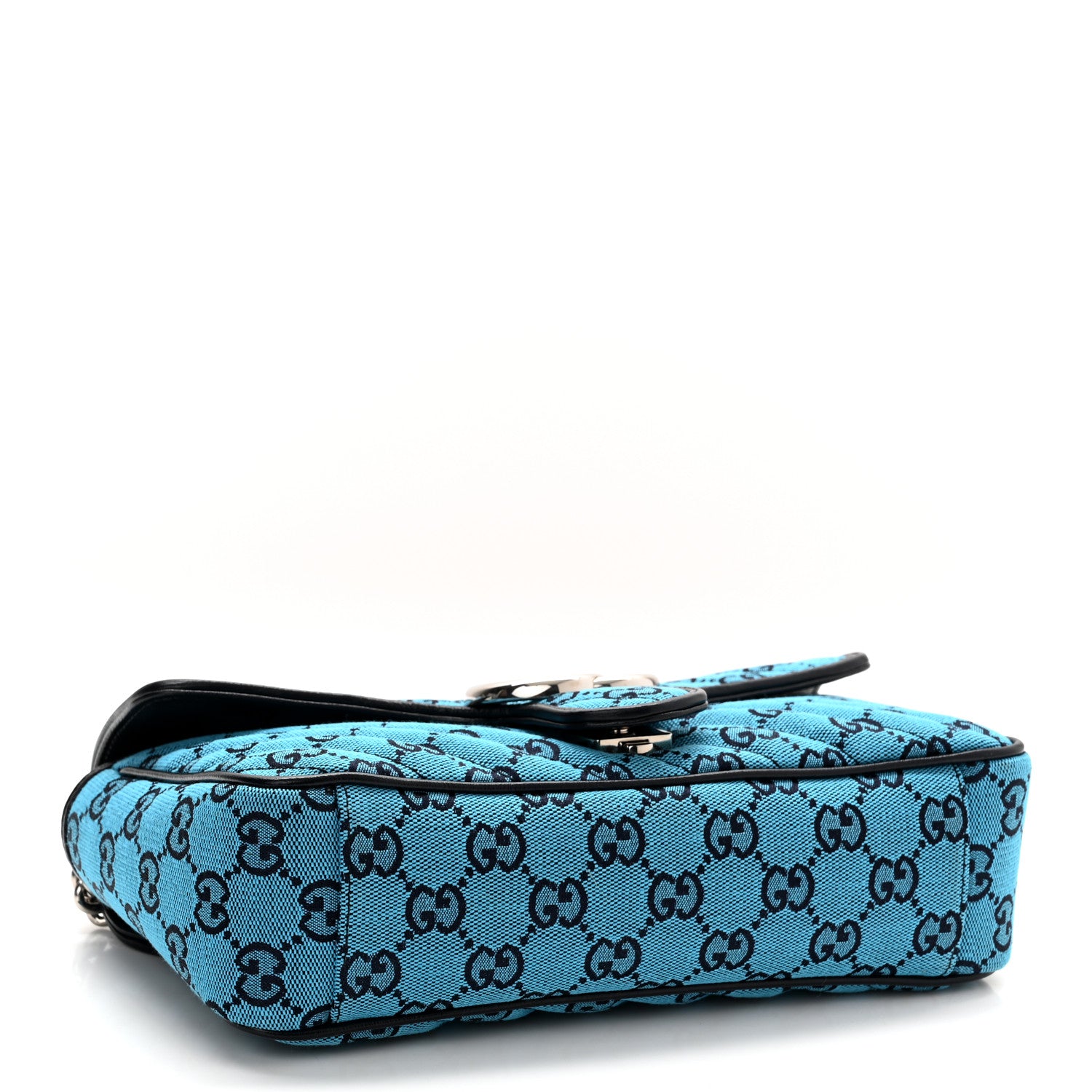 Gucci Monogram Multicolor Matelasse Diagonal Small GG Marmont Shoulder Bag Light Blue 4 of 10