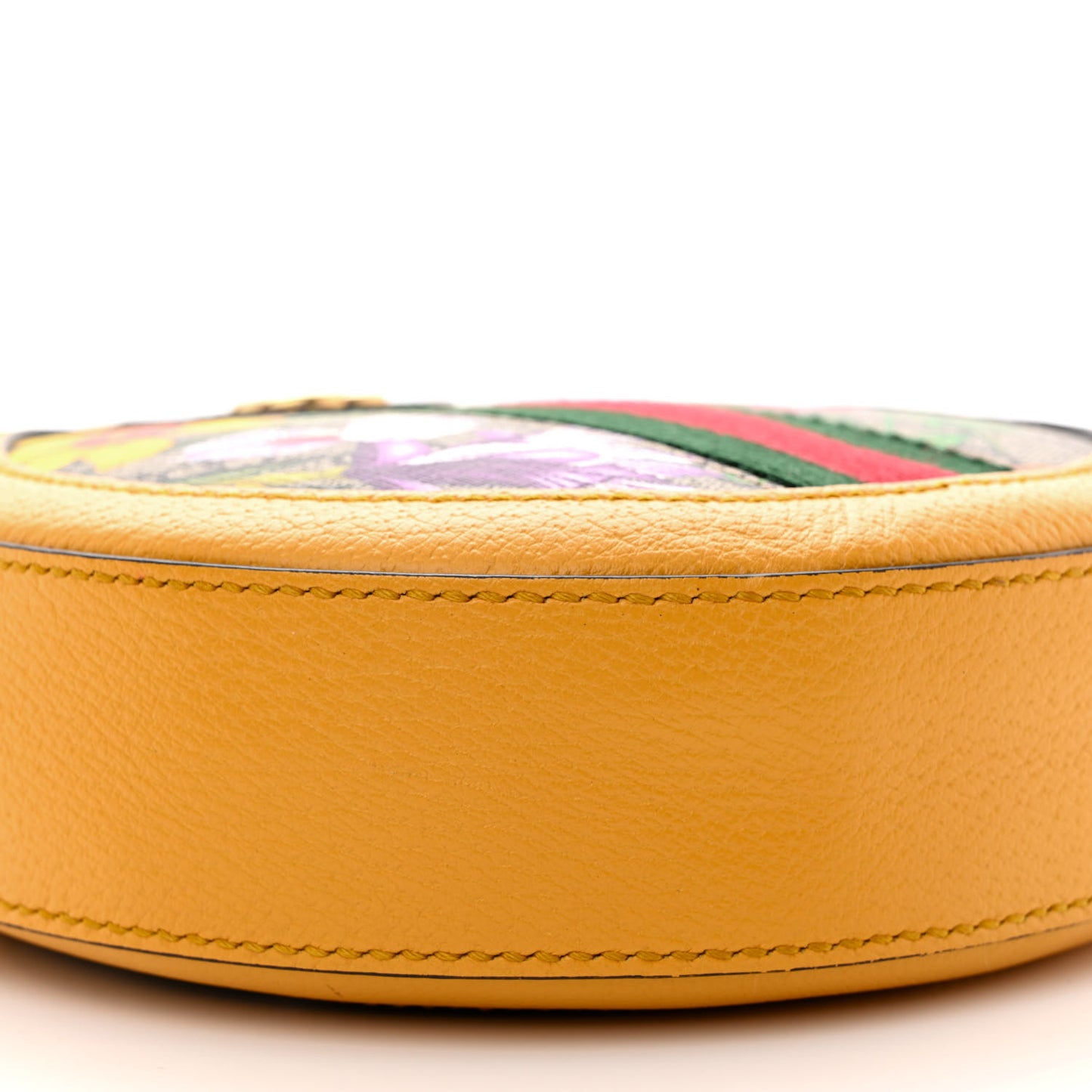 GG Supreme Monogram Flora Web Mini Ophidia Round Shoulder Bag Beige Multicolor Crop