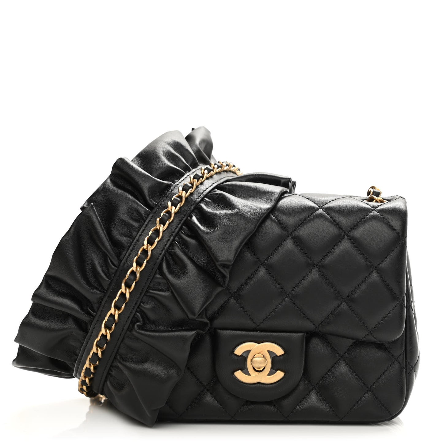 Lambskin Quilted Mini Romance Square Flap Black