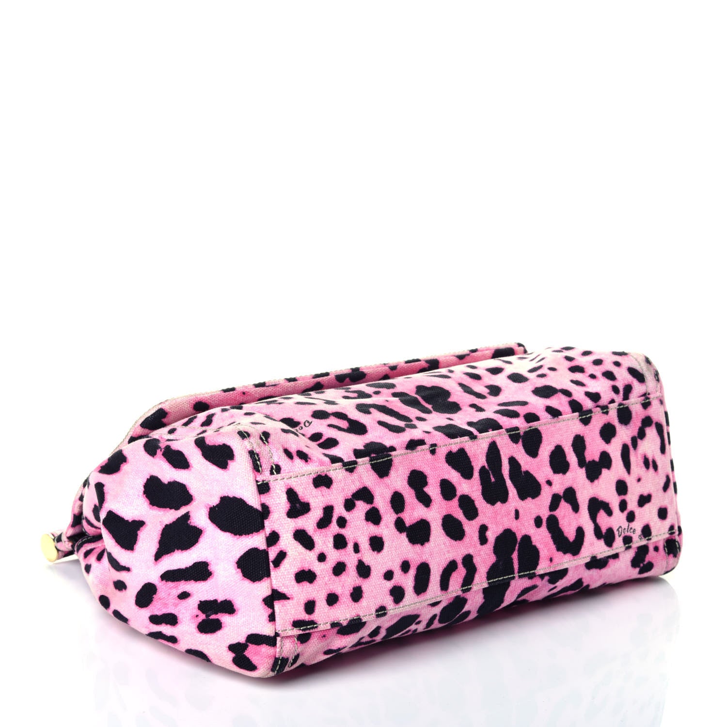 Dolce & Gabbana Denim Leopard Print Large Miss Sicily Satchel Pink 4 of 8
