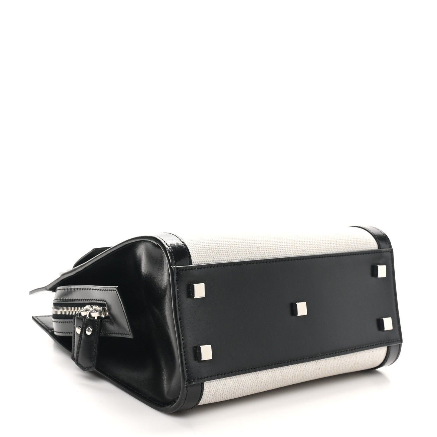 Canvas Calfskin Small Uptown Tote Black