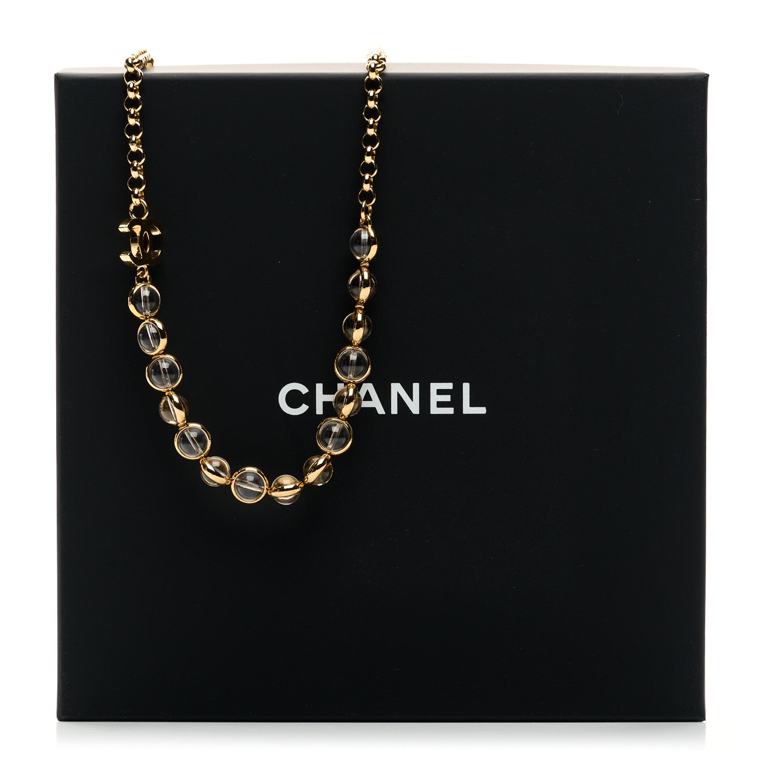 Chanel Metal Crystal CC Long Necklace Gold 6 of 6