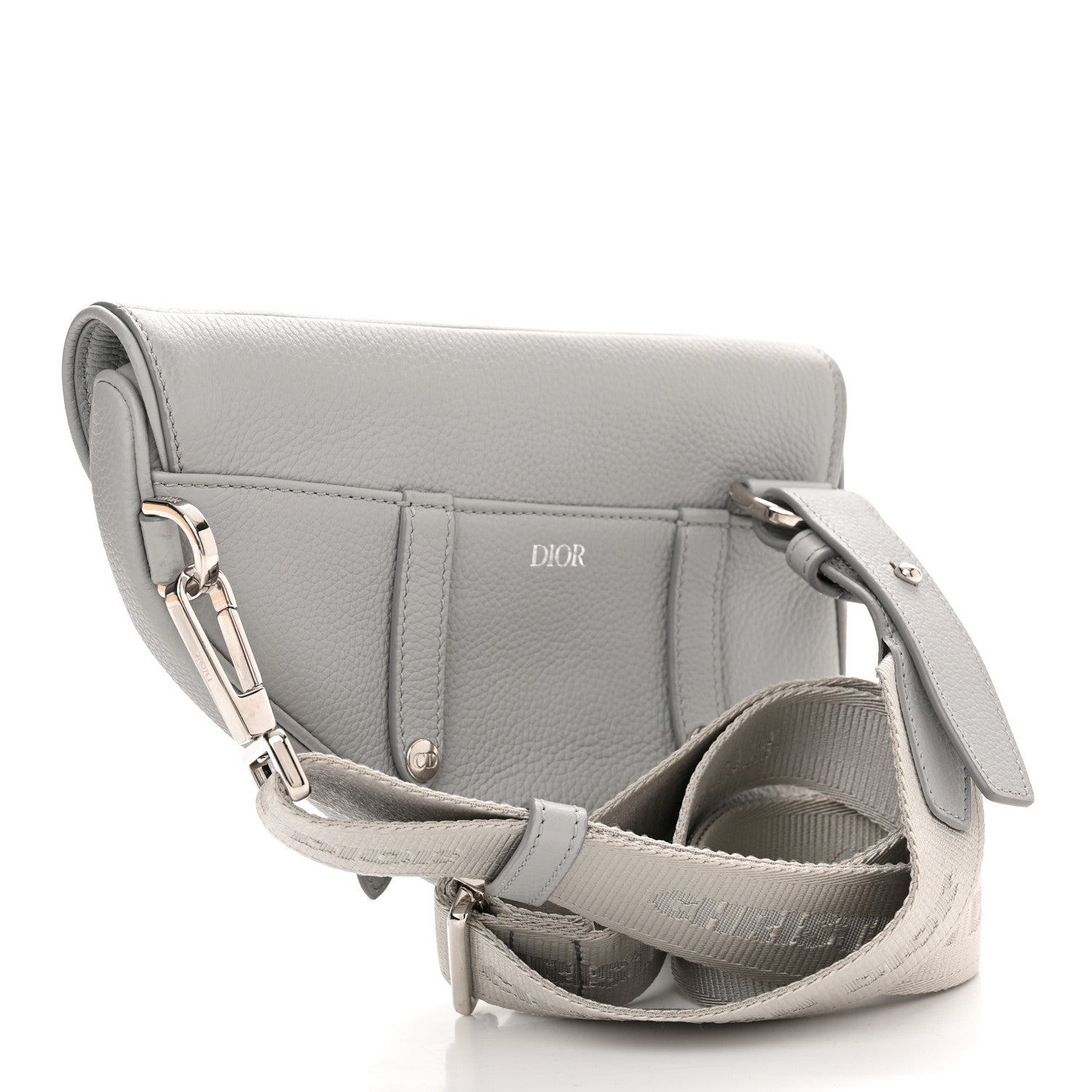 Christian Dior Grained Calfskin Mens Mini Saddle Bag Gray 3 of 12