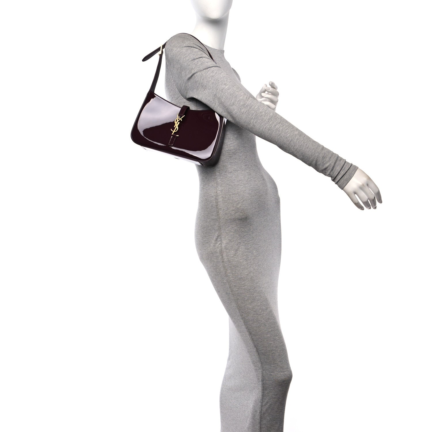 Saint Laurent Patent Le 5 A 7 Hobo Bordeaux 3 of 10