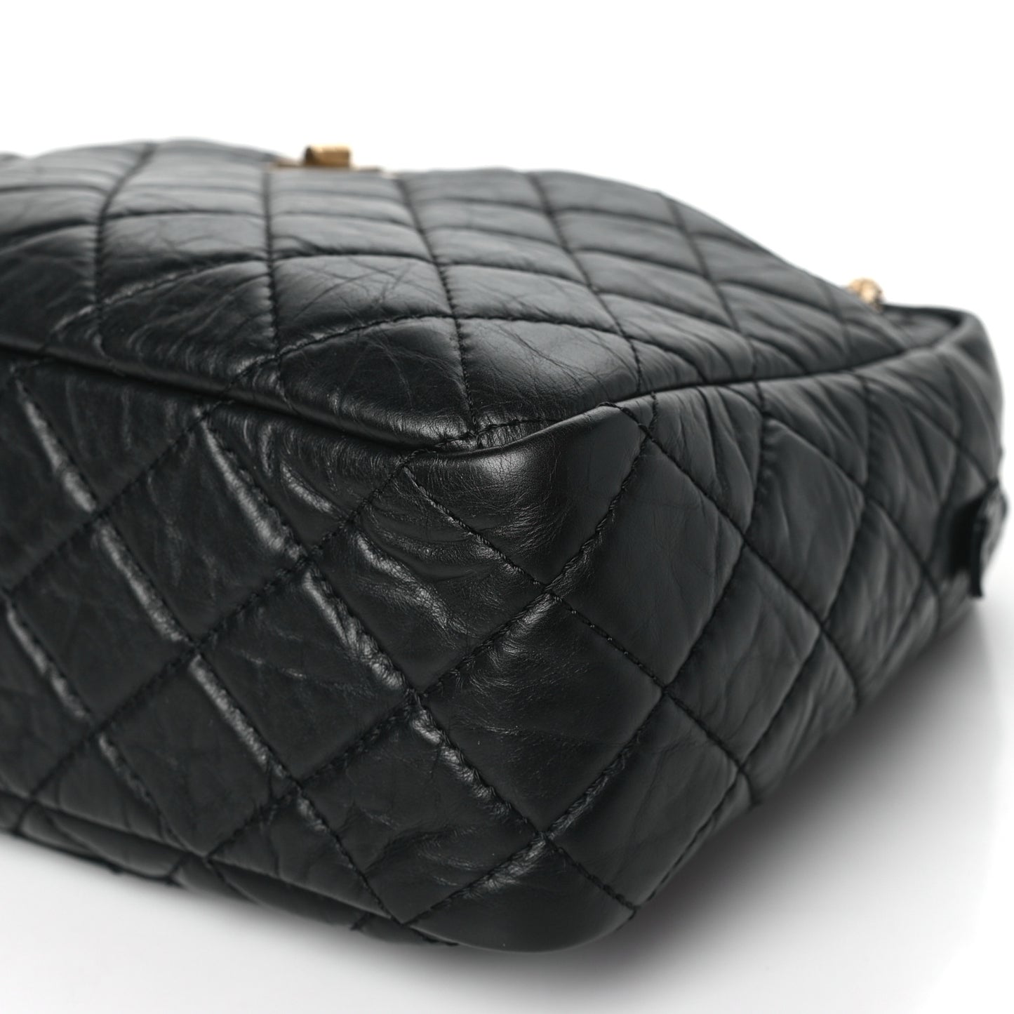 Aged Calfskin Quilted Large Reissue Camera Case Black