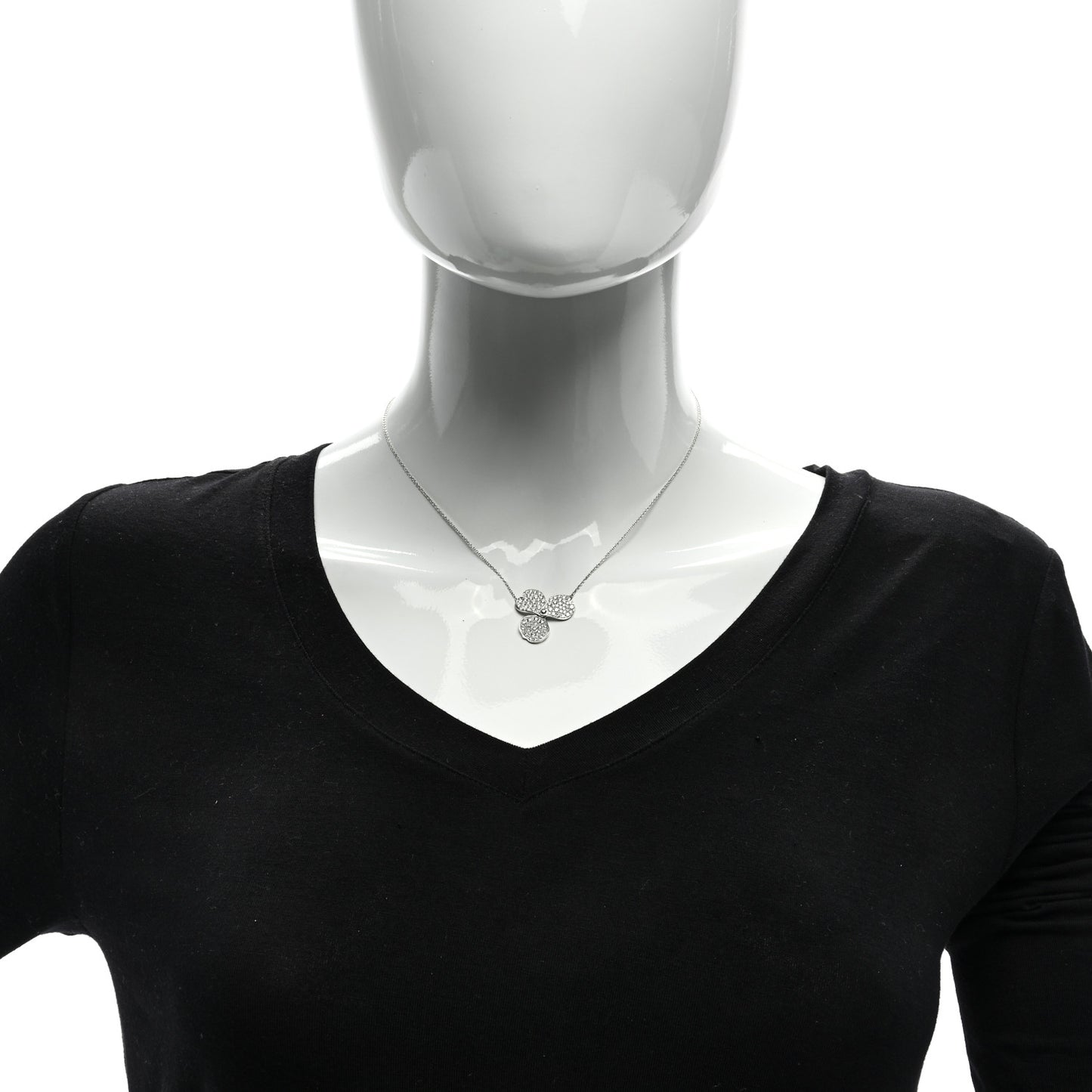 Platinum Diamond Large Paper Flowers Pave Pendant Necklace