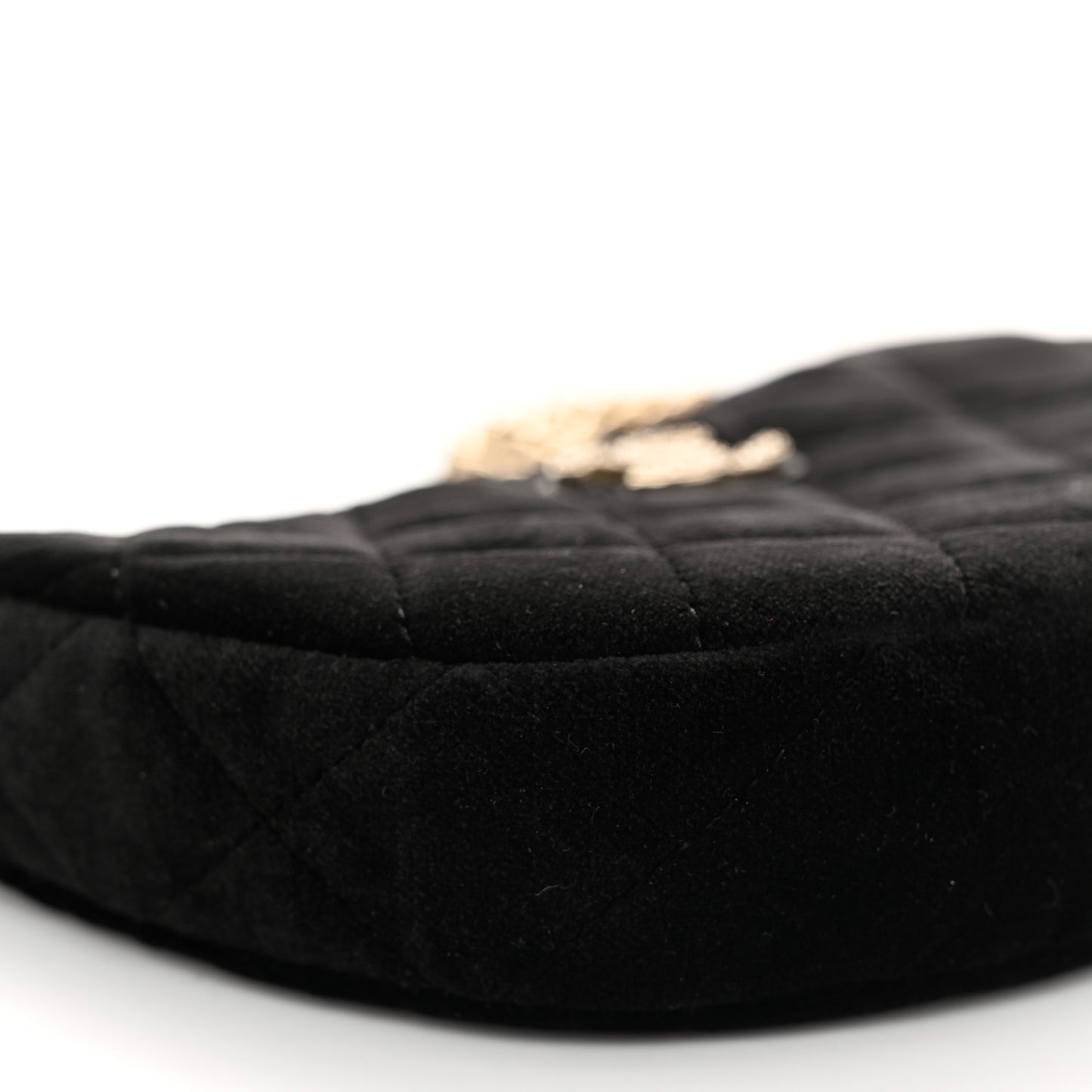 Velvet Crystal Quilted Chain Hobo Black