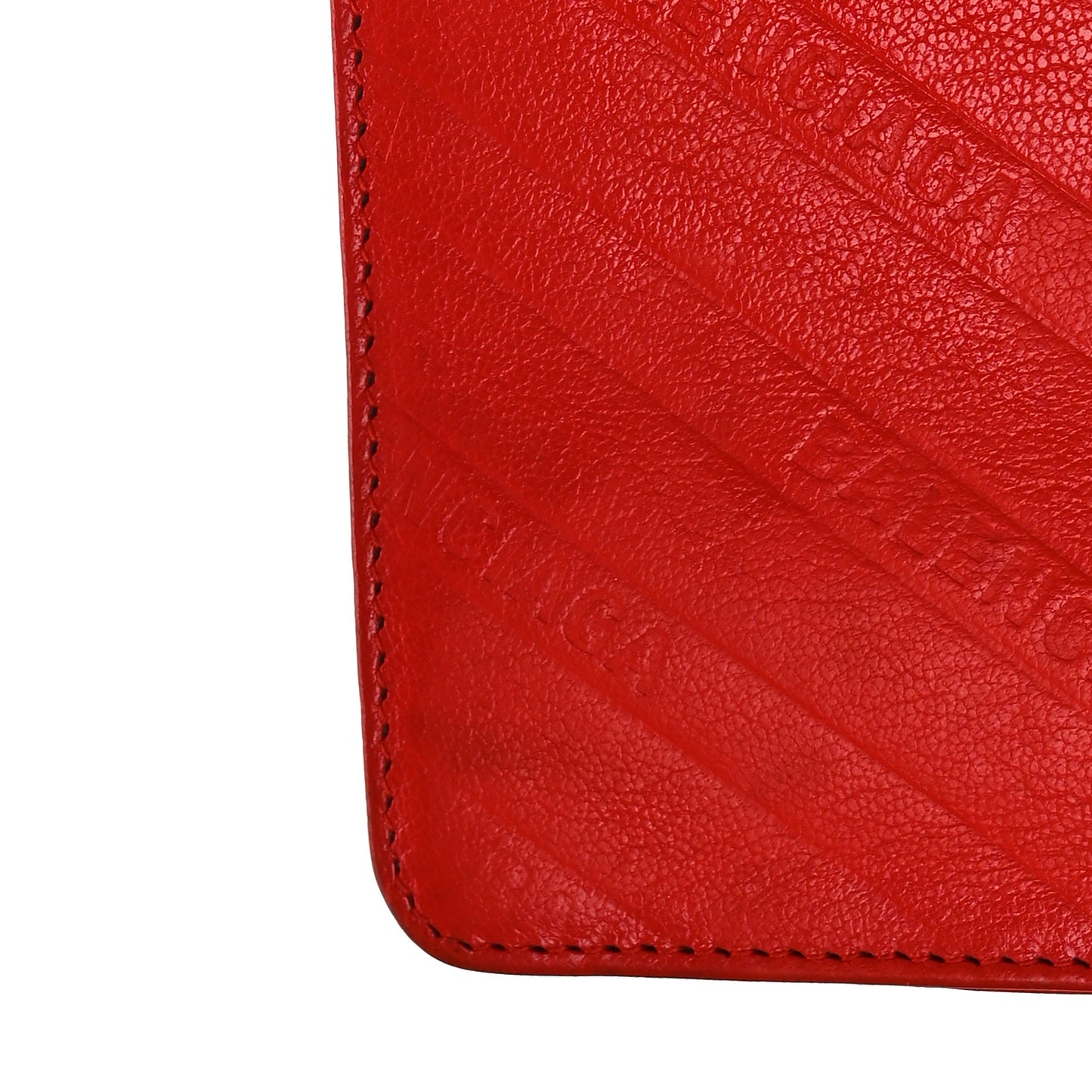 Shiny Goatskin Logo Embossed BB Wallet On Chain Vivid Red