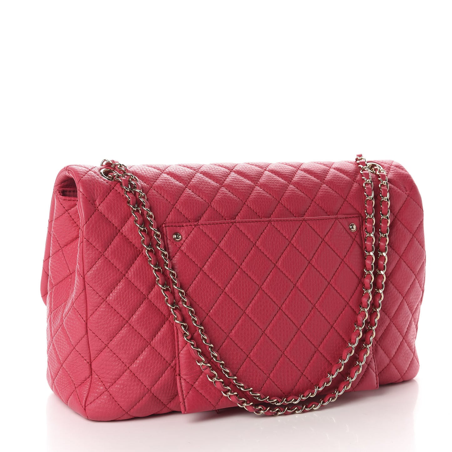 Calfskin Quilted Small XXL Travel Flap Bag Dark Pink