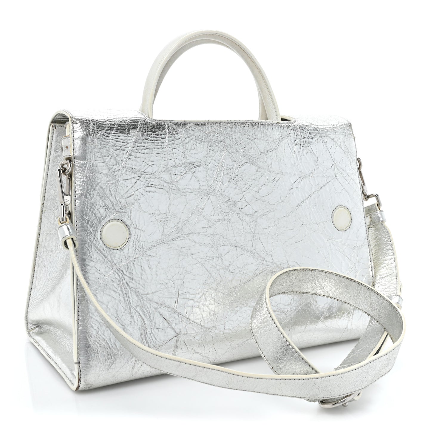 Metallic Calfskin Medium Diorever Flap Silver
