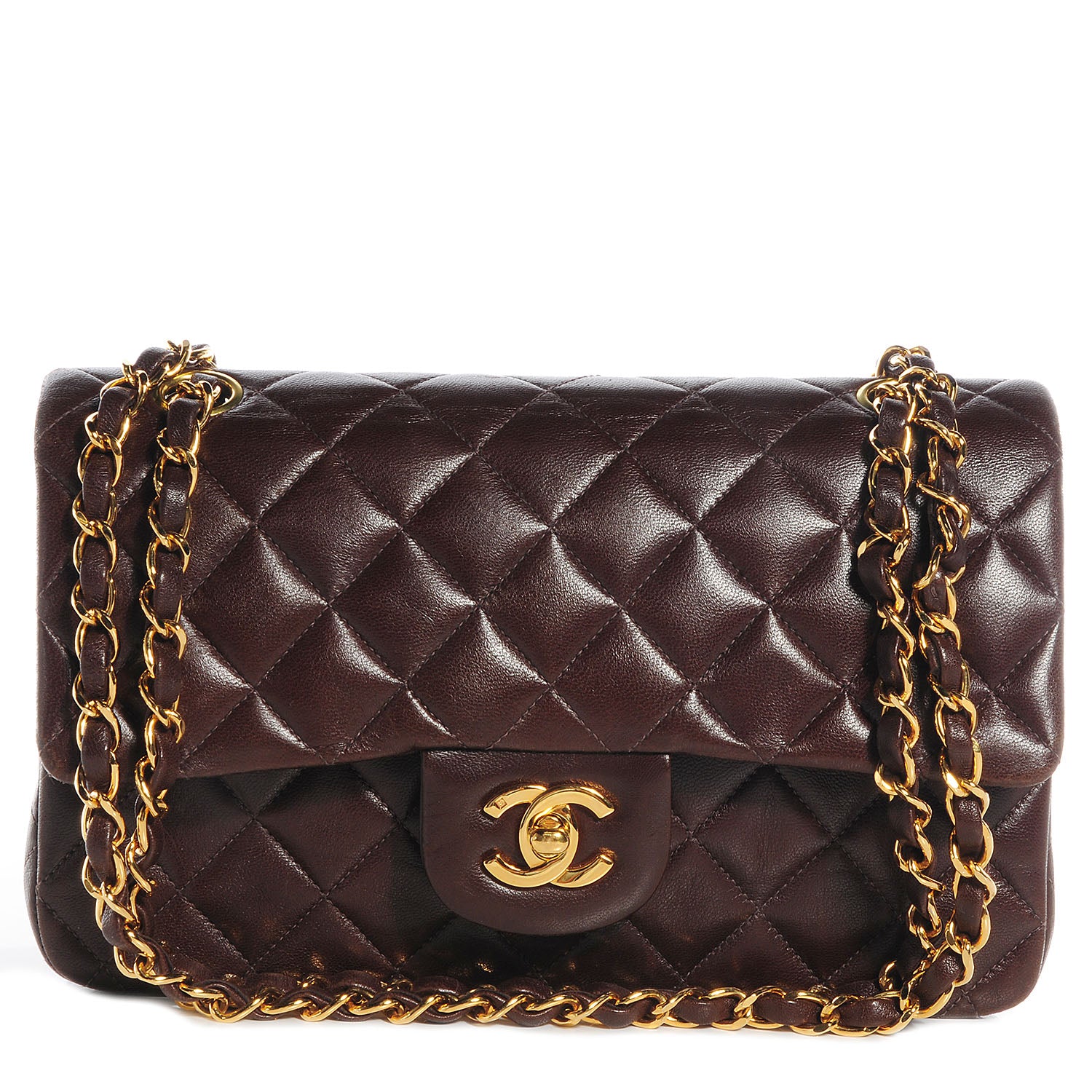 Chanel Lambskin Quilted Small Double Flap Bag Brown 73727