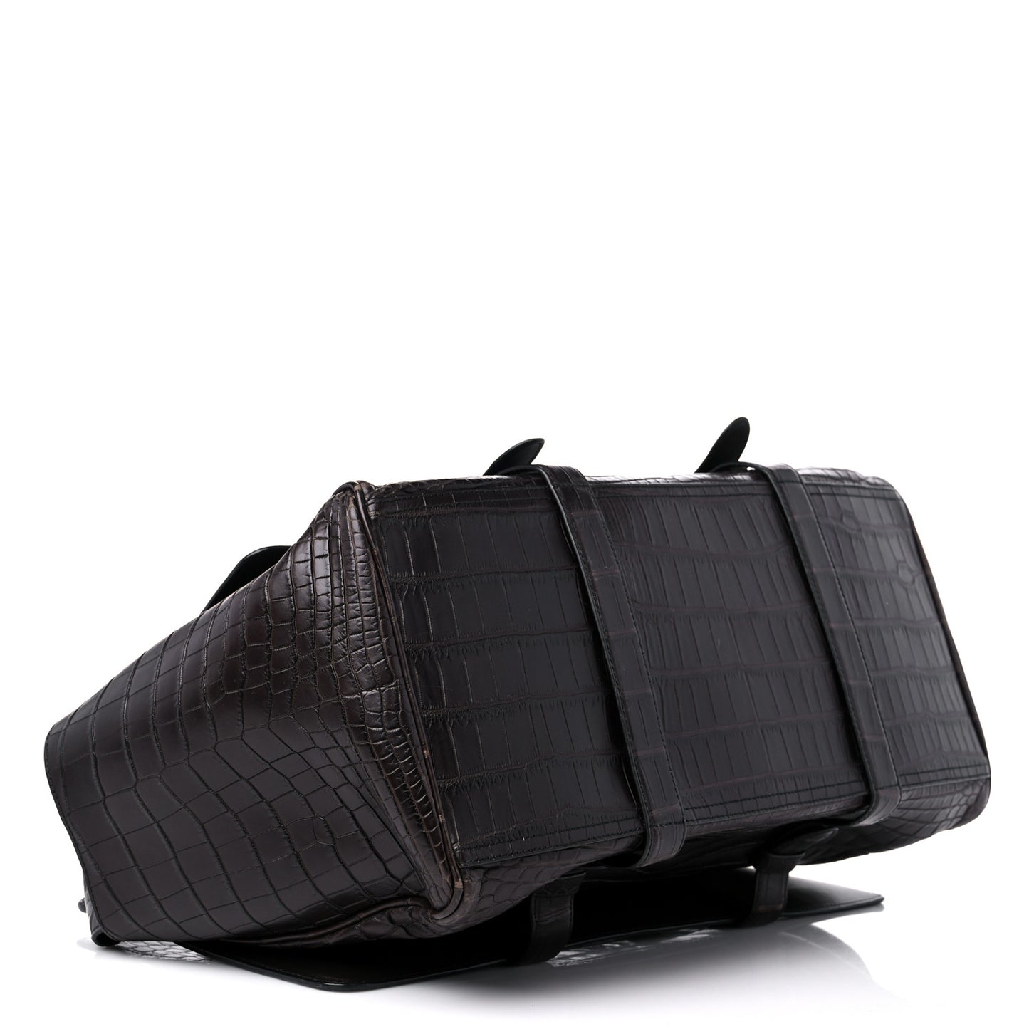 Soft Crocodile Fume Satchel Charcoal Ebano