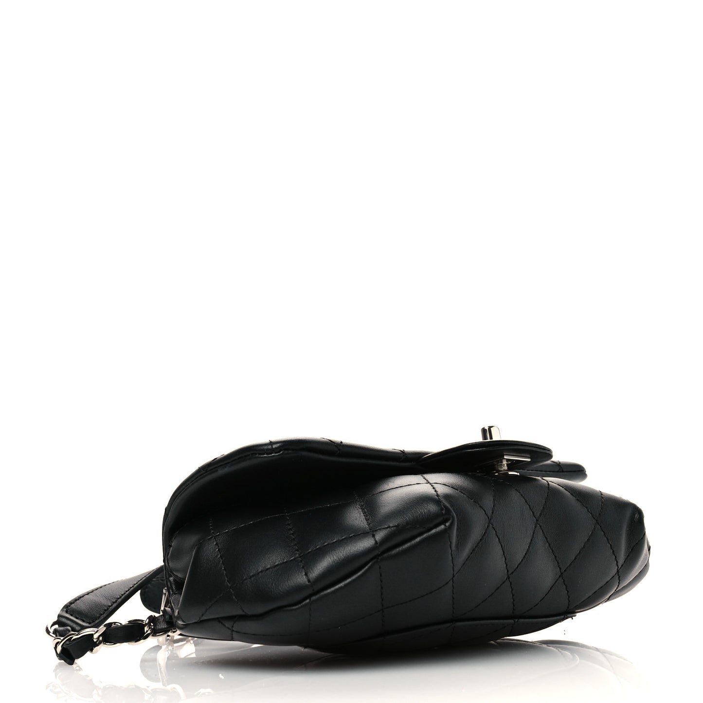 Calfskin Quilted CC Uniform Flap Belt Bag Black