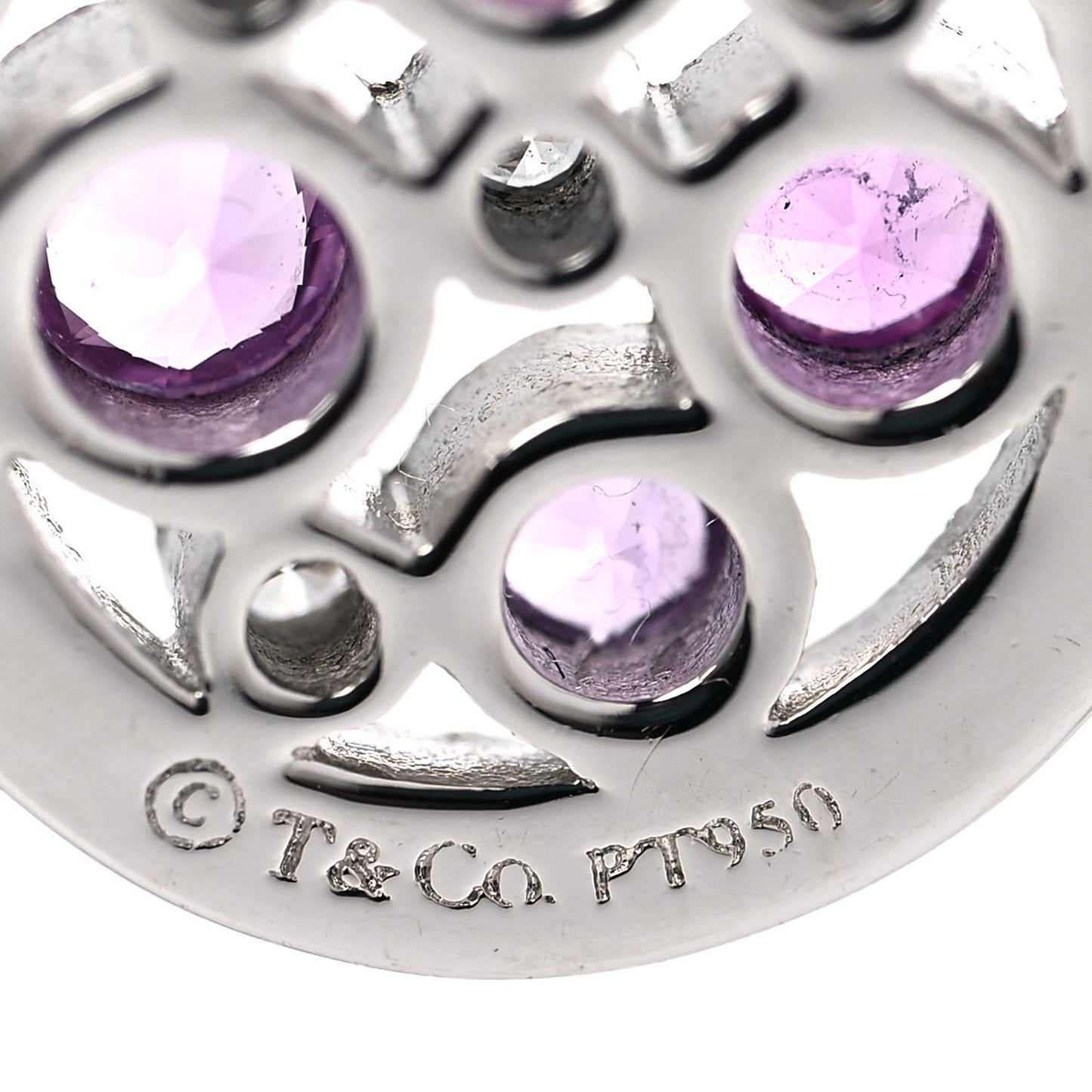 Platinum Diamond Pink Sapphire Cobblestone Drop Earrings