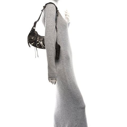 Metallic Agneau Arena Le Cagole Shoulder Bag XS Dark Bronze