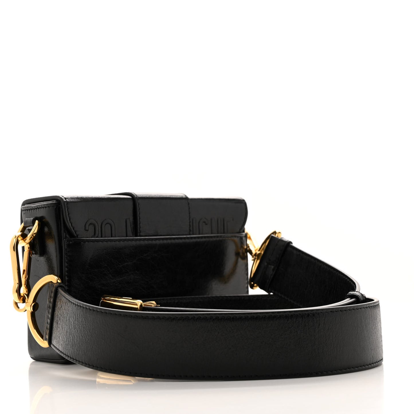 Crackled Lambskin 30 Montaigne Box Bag Black
