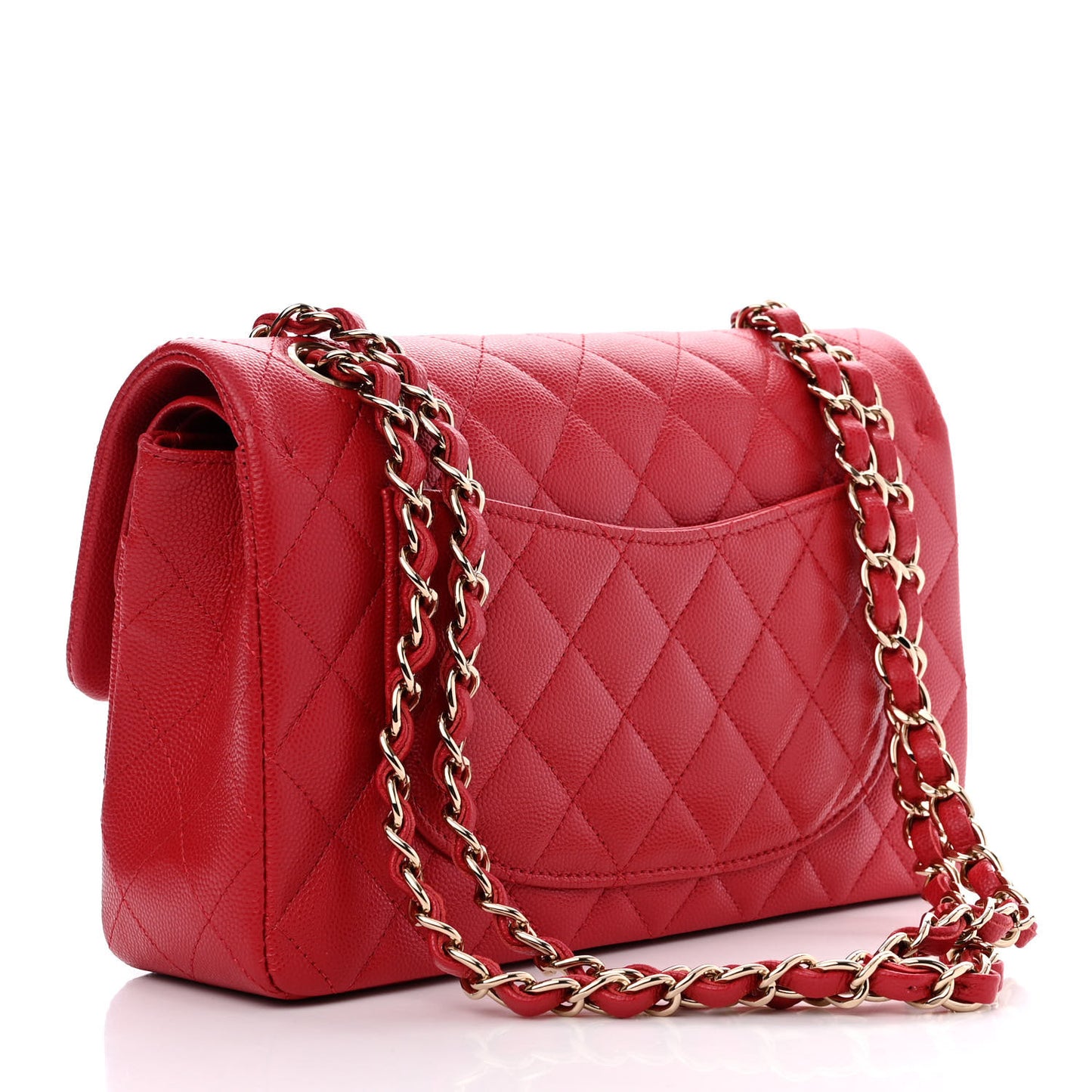 Caviar Quilted Small Double Flap Red
