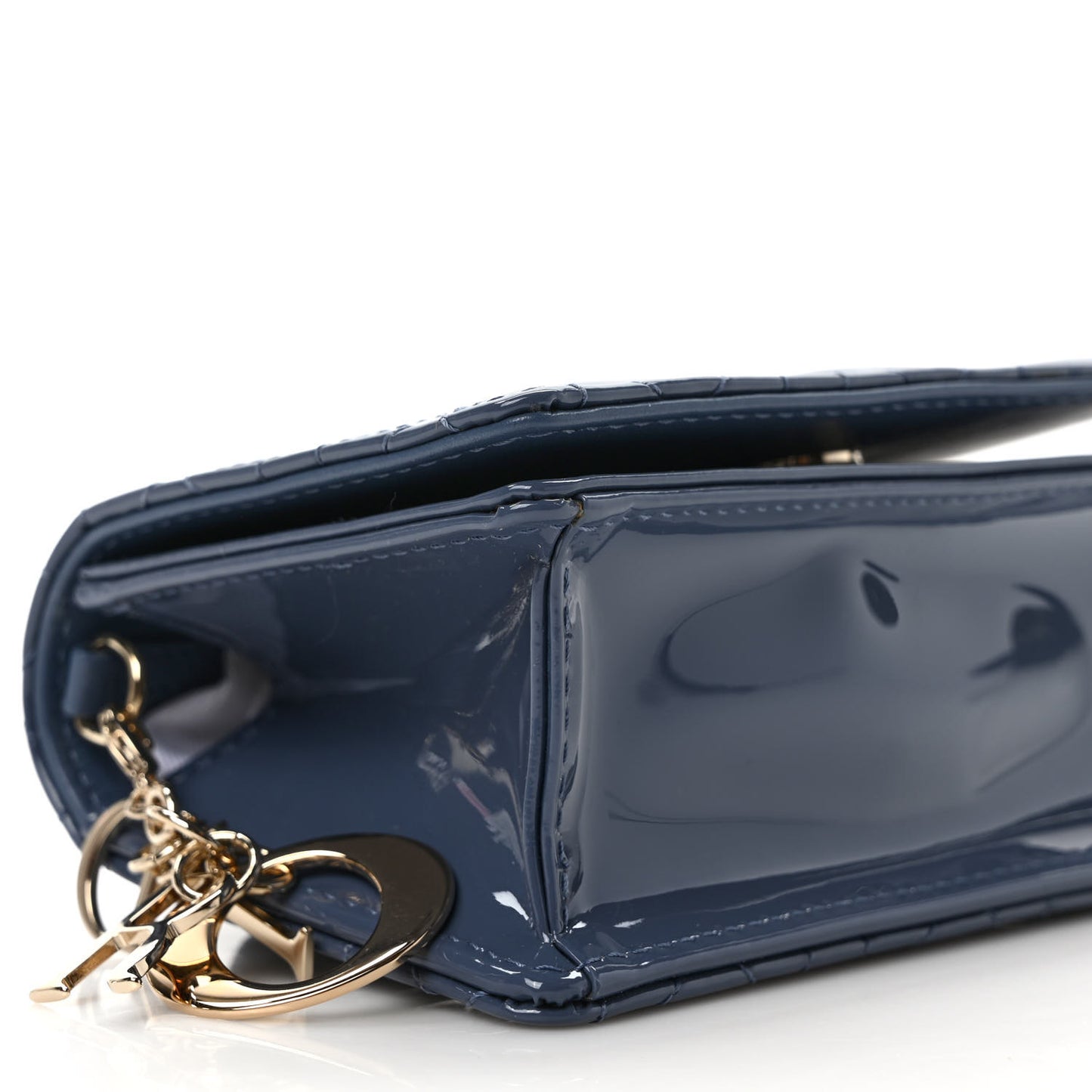 Patent Cannage Nano Lady Dior Pouch Cloud Blue