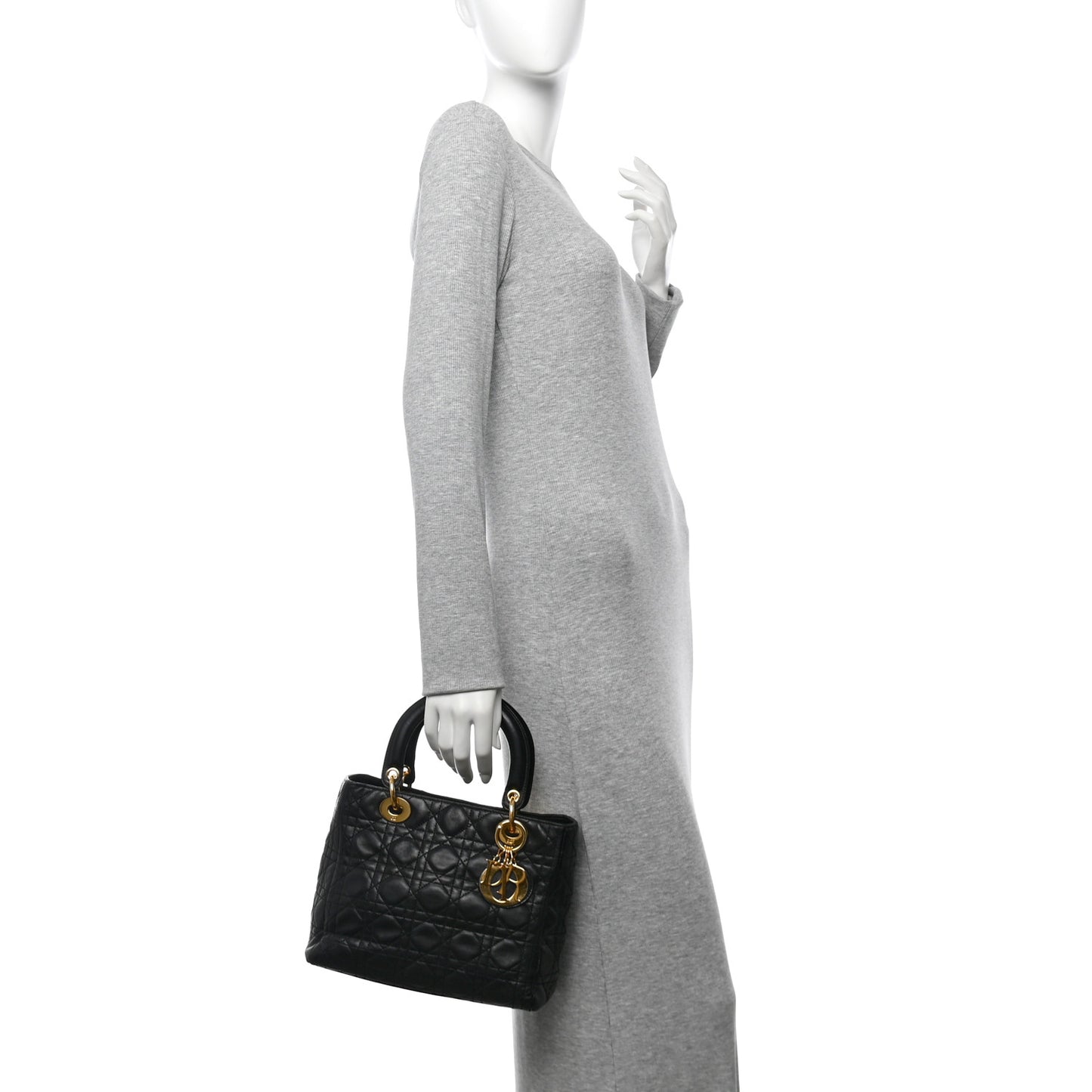 Lambskin Cannage Medium Lady Dior Black