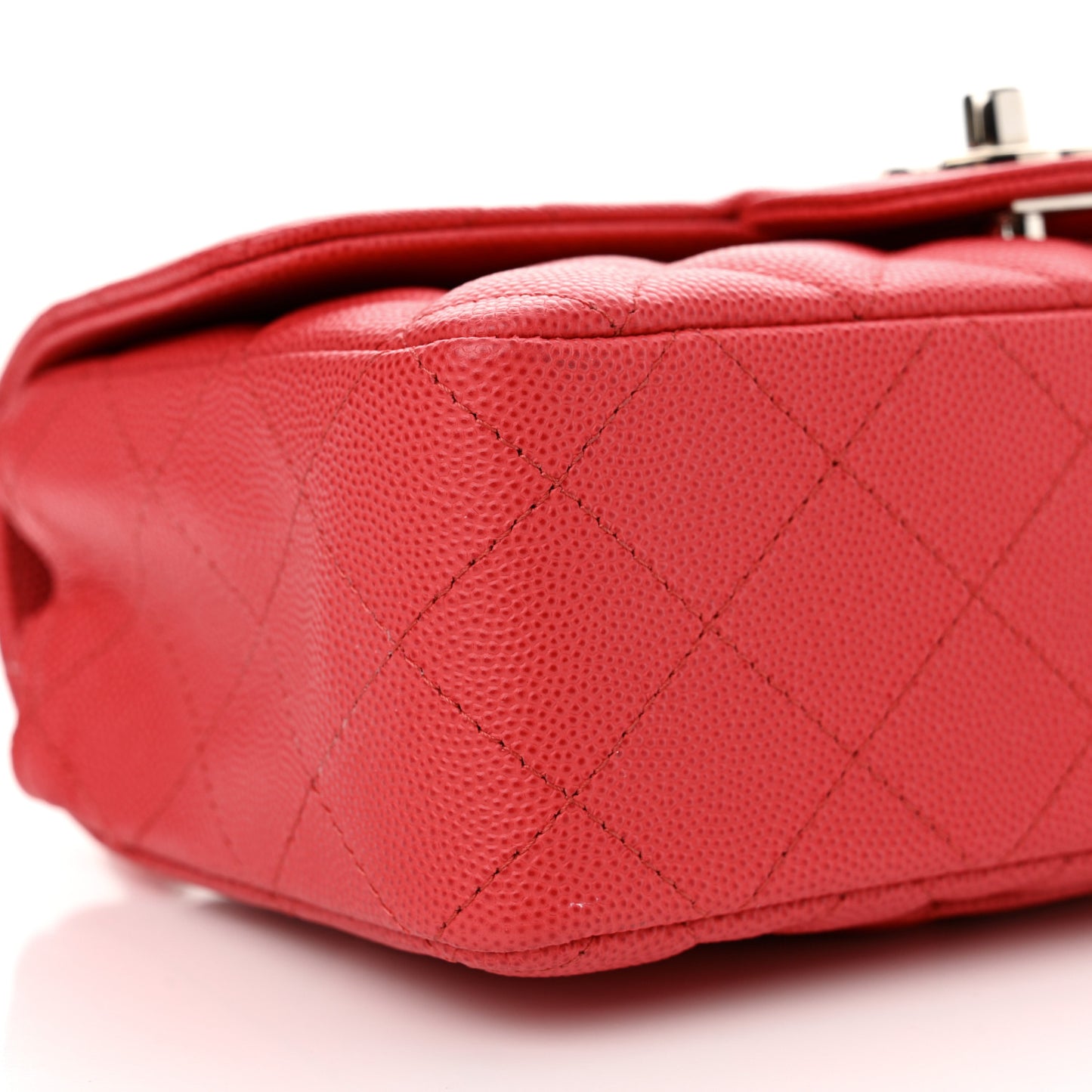 Caviar Quilted Mini Rectangular Flap Light Red