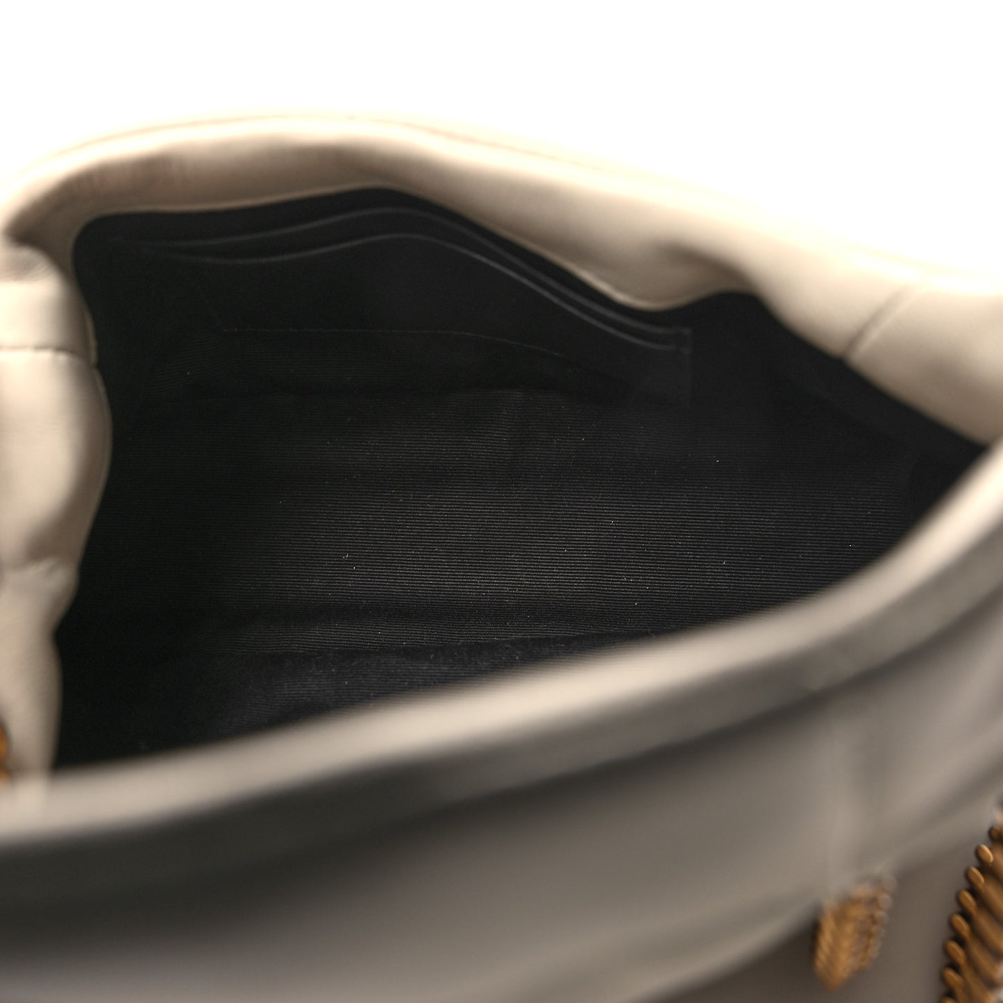 Lambskin Quilted Toy Loulou Puffer Monogram Chain Satchel Blanc Vintage