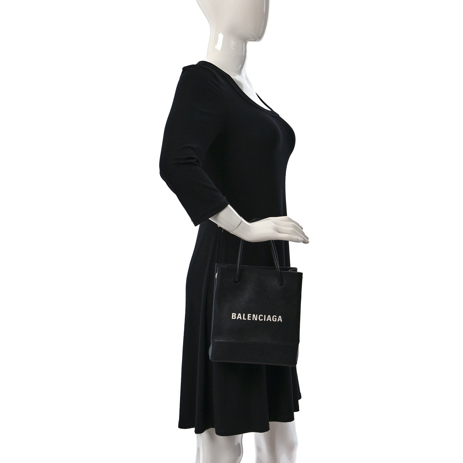 Balenciaga Calfskin Logo XXS Shopping Tote Black 2 of 8