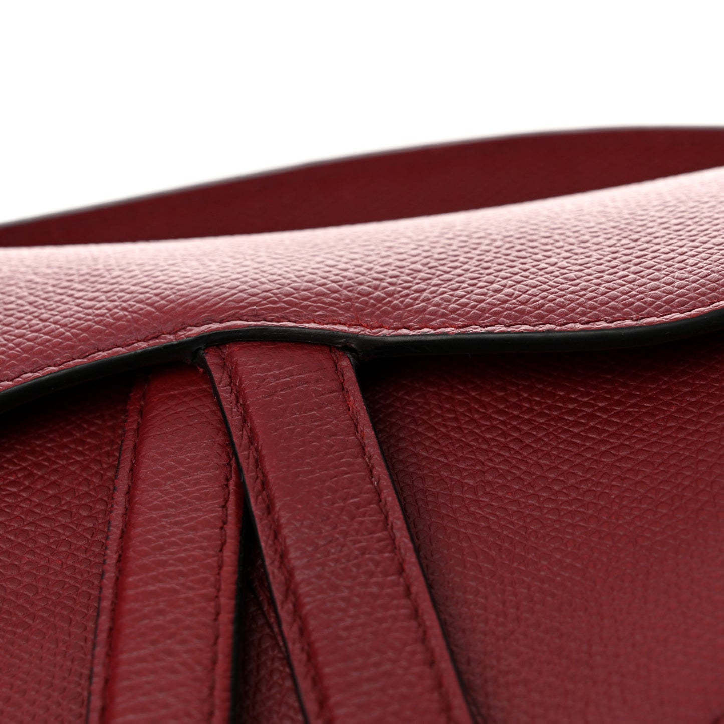 Grained Calfskin Mini Saddle Bag Red