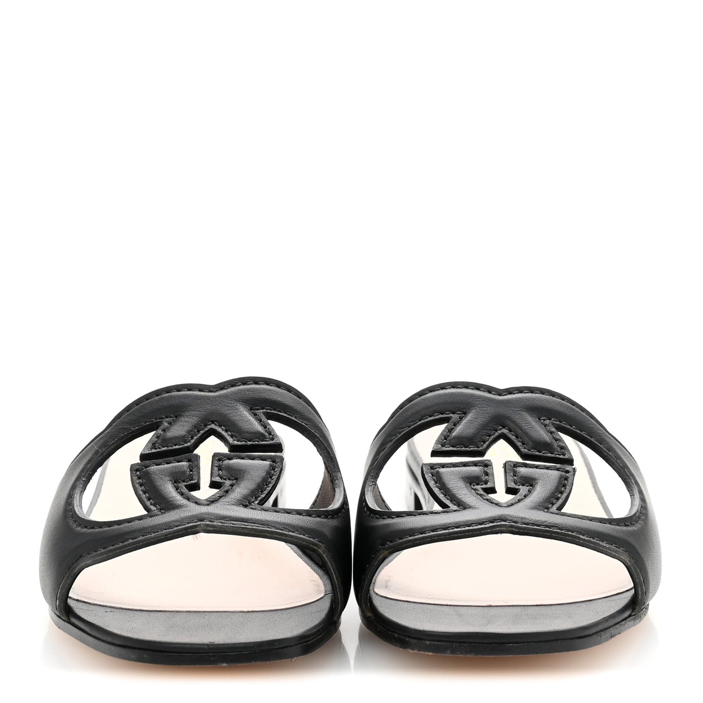 Cosmos Softy Calfskin Interlocking G Cut Out Slide Sandals 36.5 Black