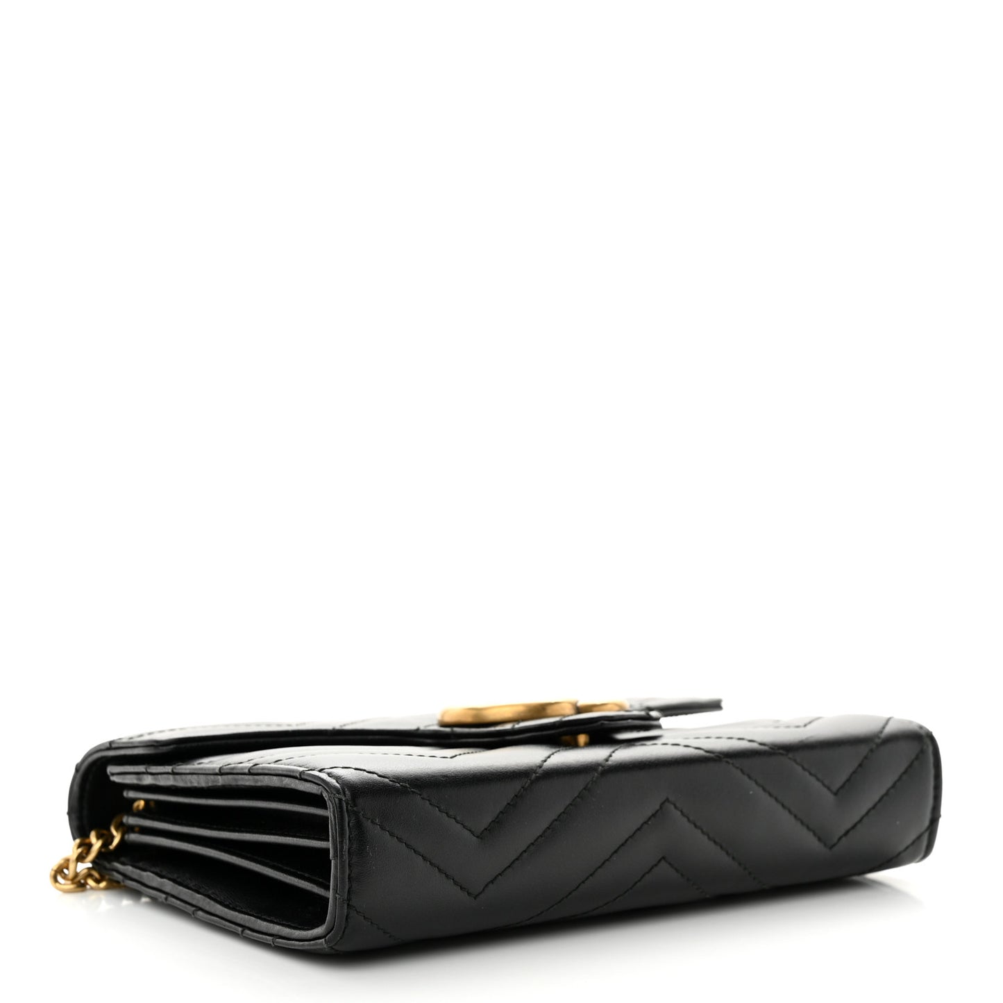 Calfskin Matelasse GG Marmont Chain Wallet Black