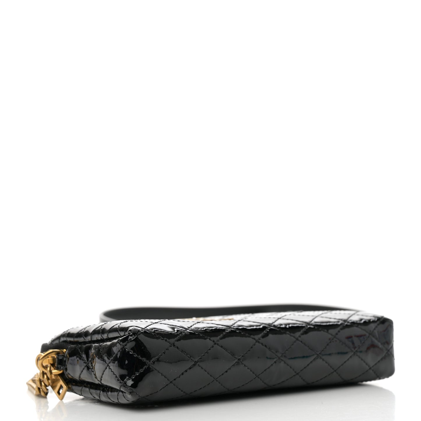 Patent Quilted Gaby Zipped Pouch Black
