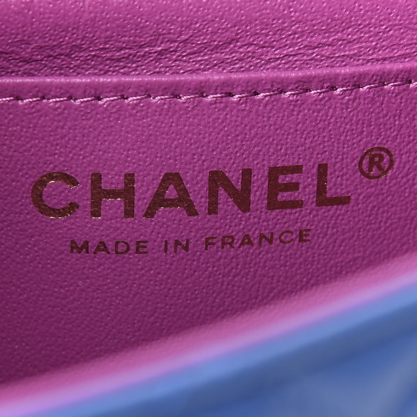 Lambskin Quilted Mini Rectangular Flap Blue Purple