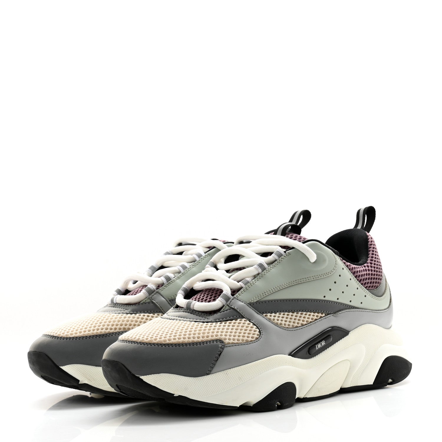 Christian Dior Technical Mesh Calfskin Mens B22 Sneakers 45 Cream Lavender 3 of 13