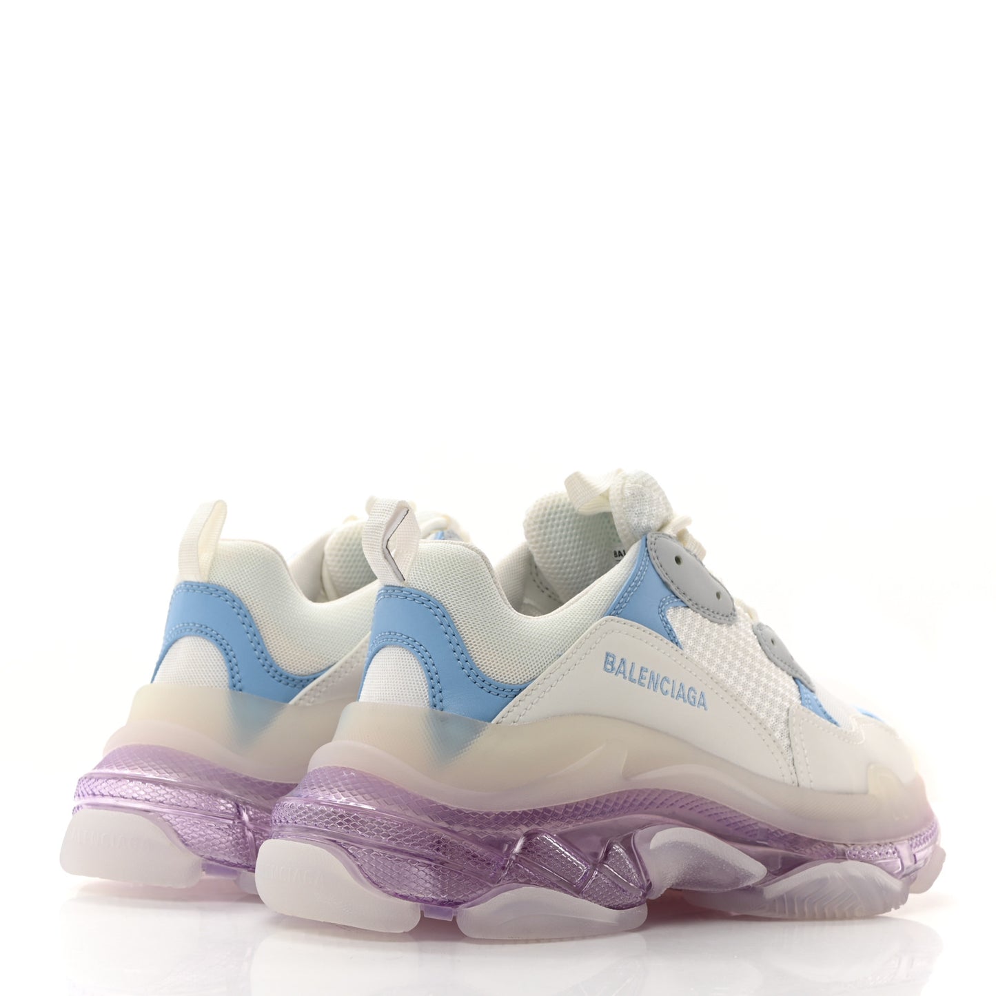 Fabric Mesh Clear Sole Womens Triple S Sneakers 40 Light Blue Grey Lilac White