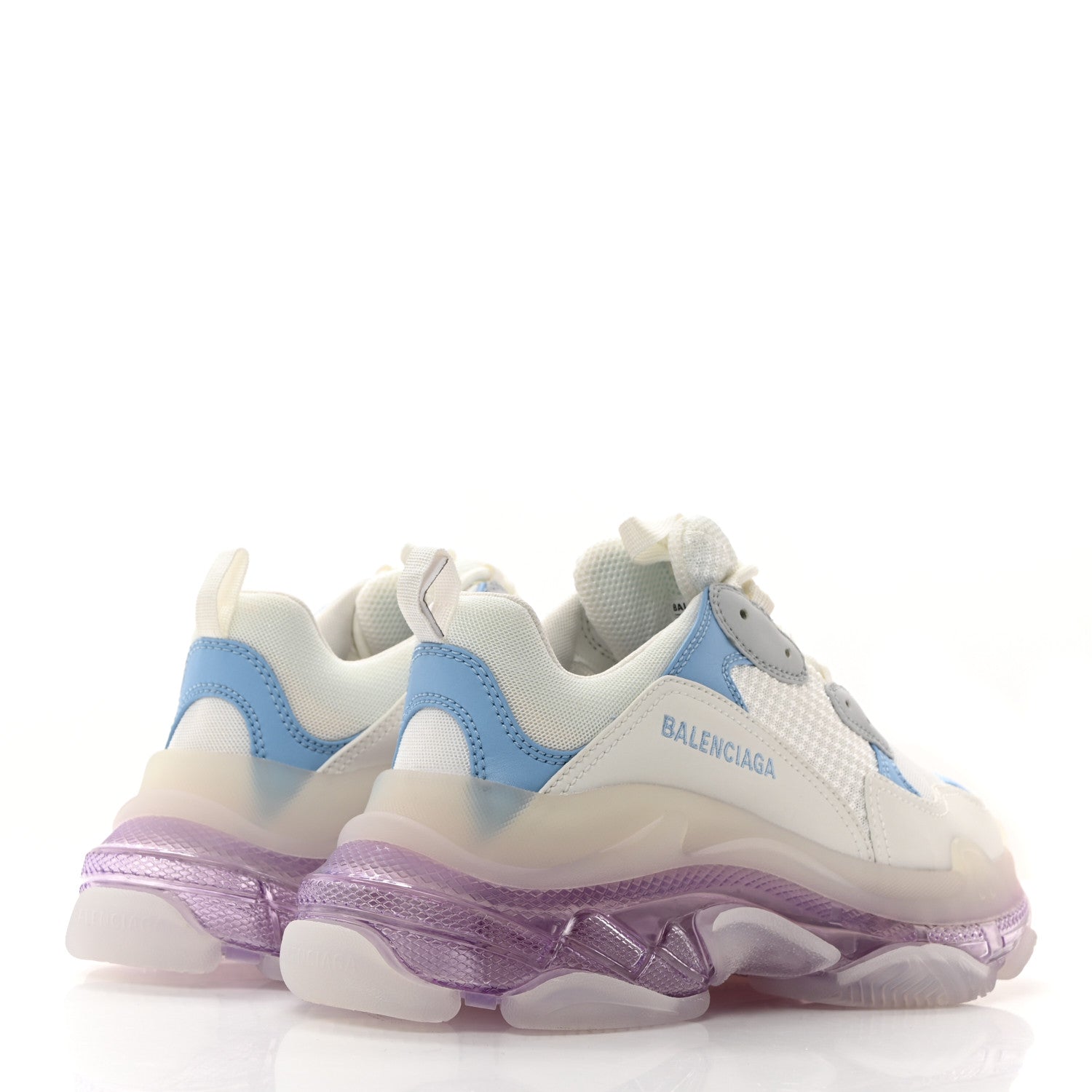 Balenciaga Fabric Mesh Clear Sole Womens Triple S Sneakers 40 Light Blue Grey Lilac White 4 of 8