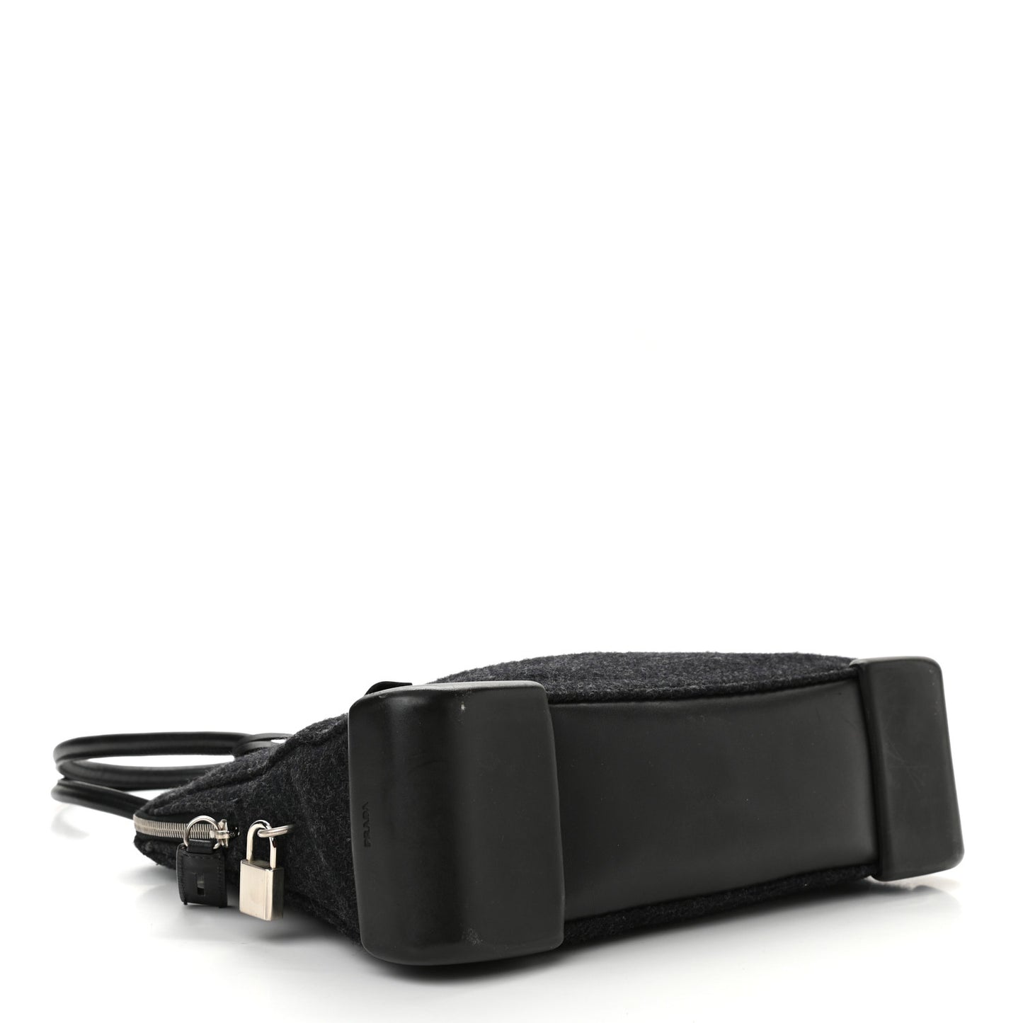 Calfskin Wool Top Handle Bag Dark Grey
