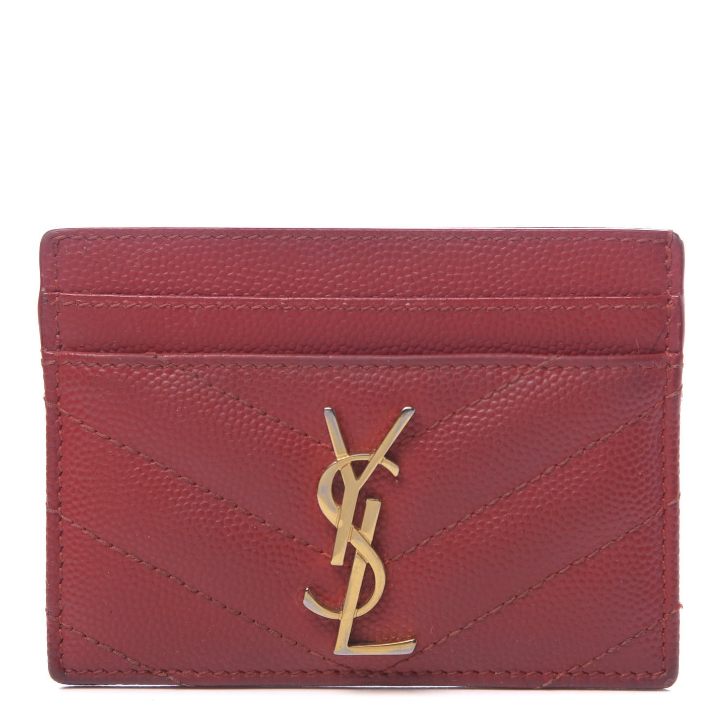 Grain De Poudre Matelasse Chevron Monogram Credit Card Case New Red