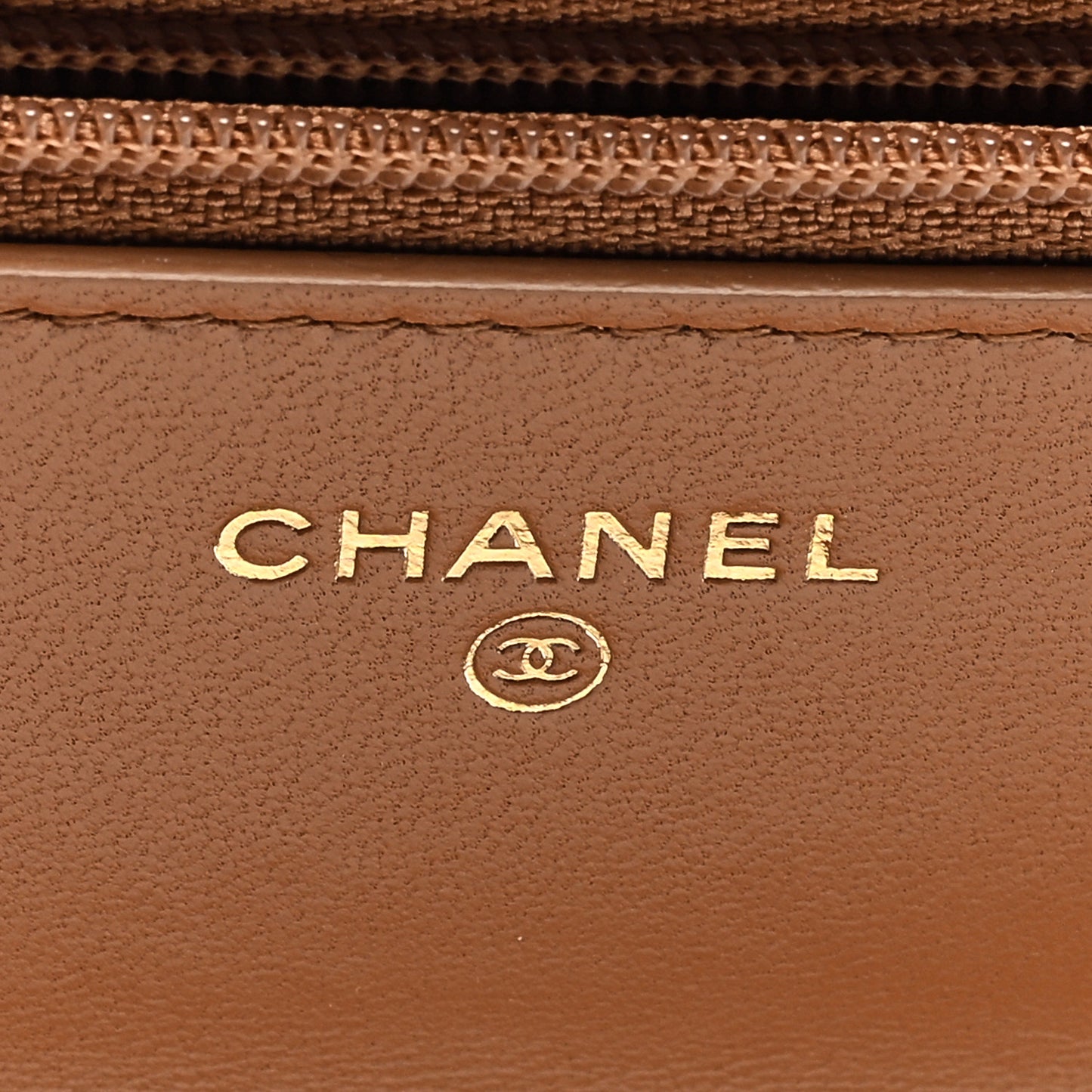 Lambskin Quilted Chanel 19 Wallet On Chain WOC Brown