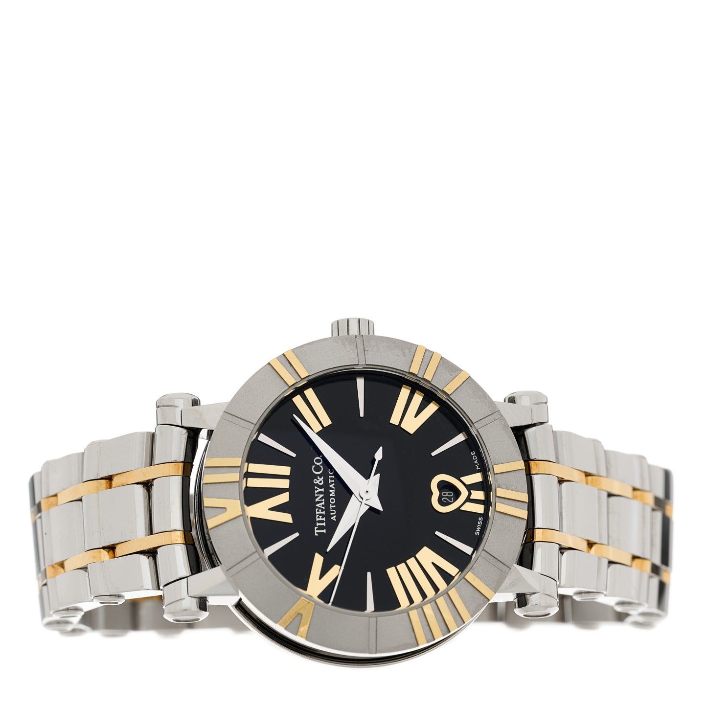 Stainless Steel 18K Yellow Gold 30mm Atlas Automatic Watch Black